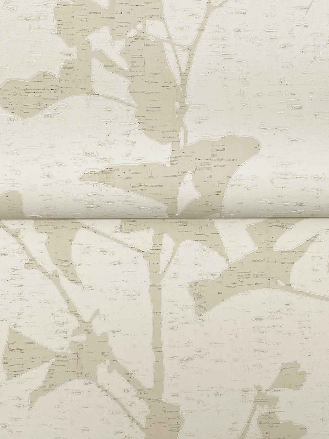 Ginkgo Silhouette Neutral Cork Wallpaper - York Wallcoverings - VR1511 - York Wallcoverings Wallpaper