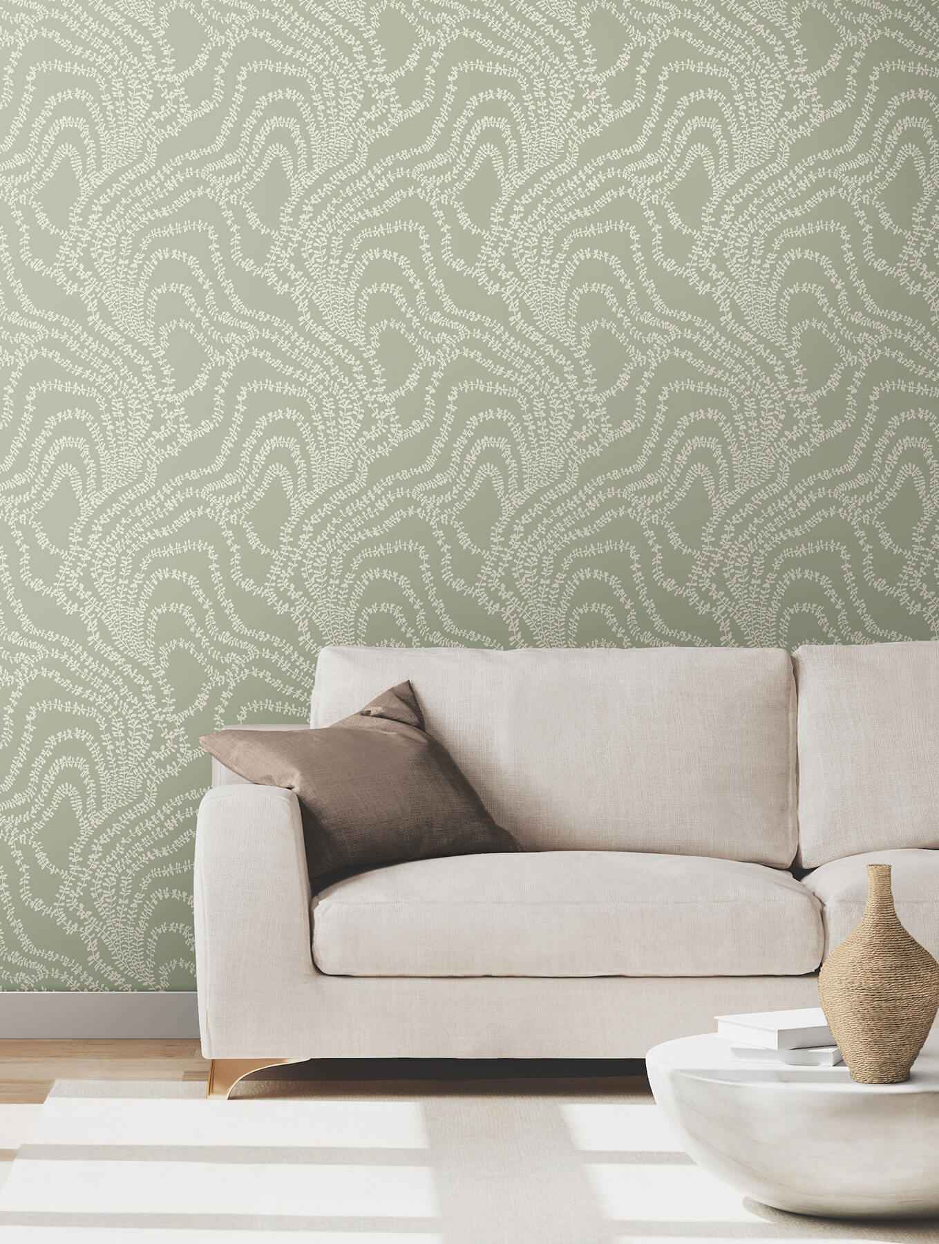 String of Pearls Sage Vine Wallpaper - York Wallcoverings - VR1513 - York Wallcoverings Wallpaper