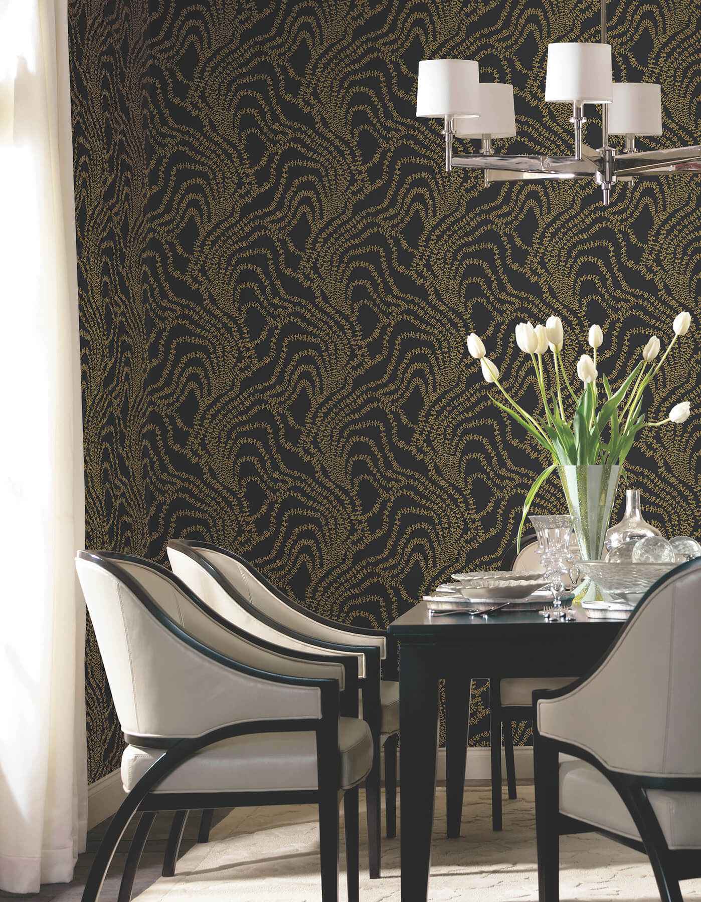 String of Pearls Gold Vine Wallpaper - York Wallcoverings - VR1517