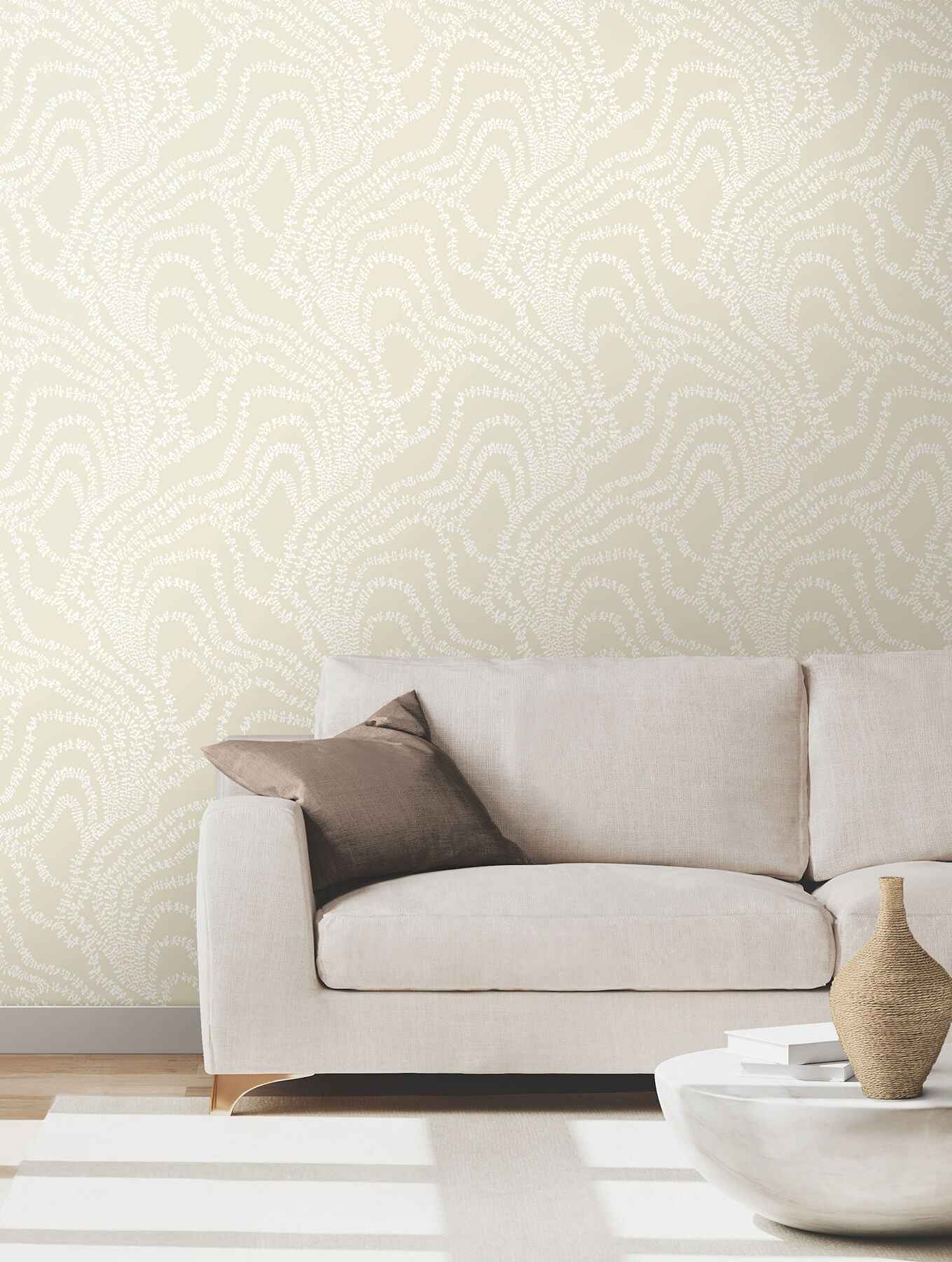 String of Pearls Beige Vine Wallpaper - York Wallcoverings - VR1518 - York Wallcoverings Wallpaper