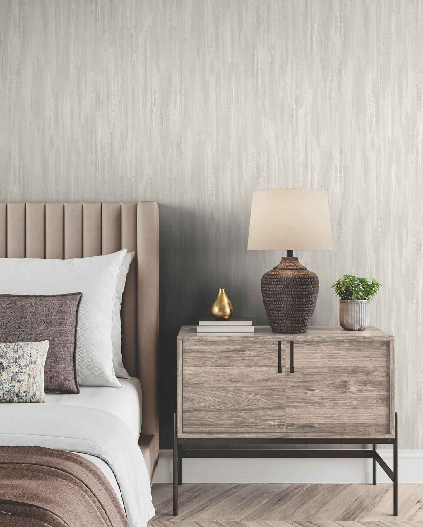 Tribeca Dove Texture Stripe Wallpaper - York Wallcoverings - VR1525