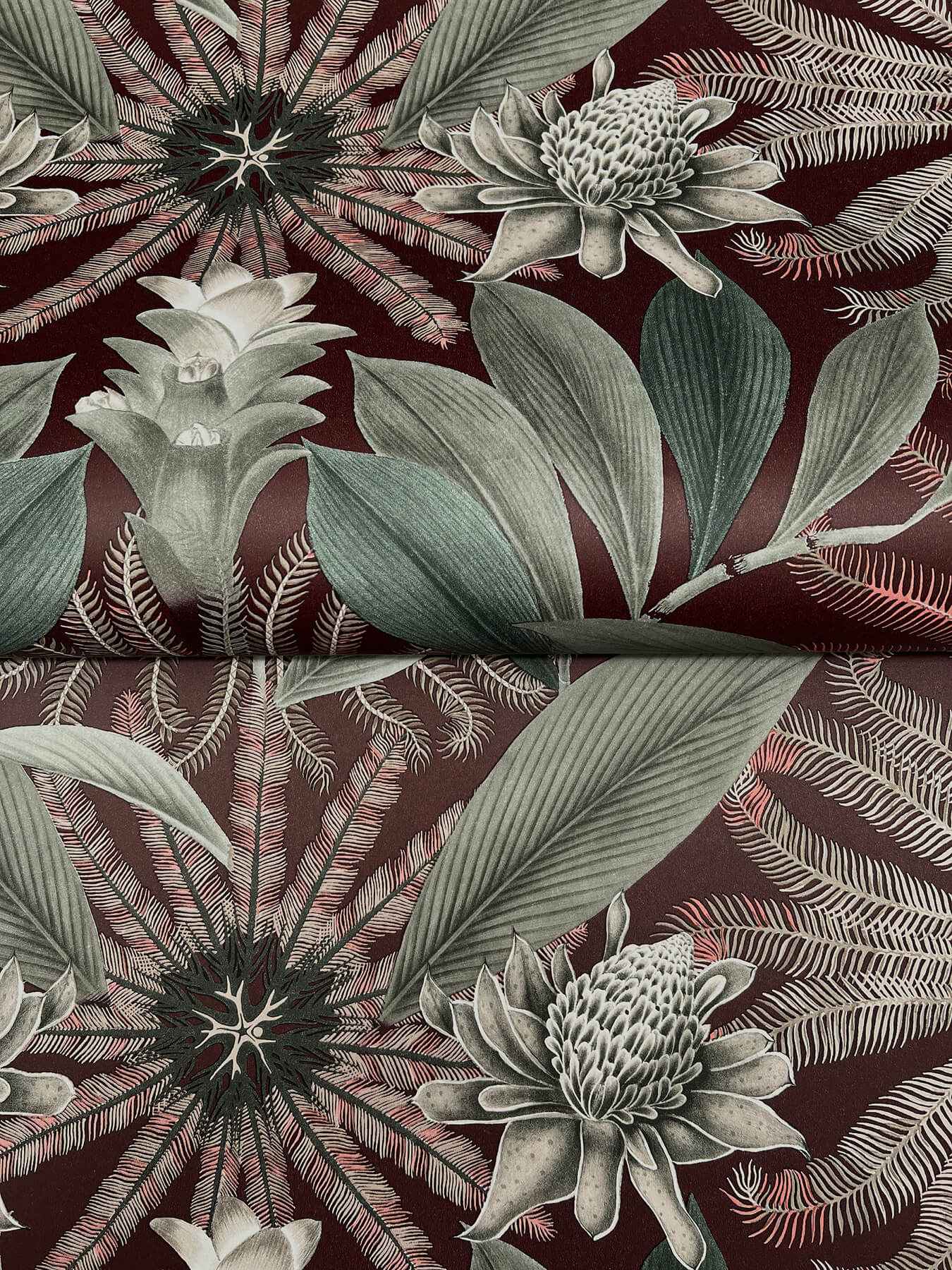 Enchanted Garden Maroon Tropical Wallpaper - York Wallcoverings - VR1528 - York Wallcoverings Wallpaper