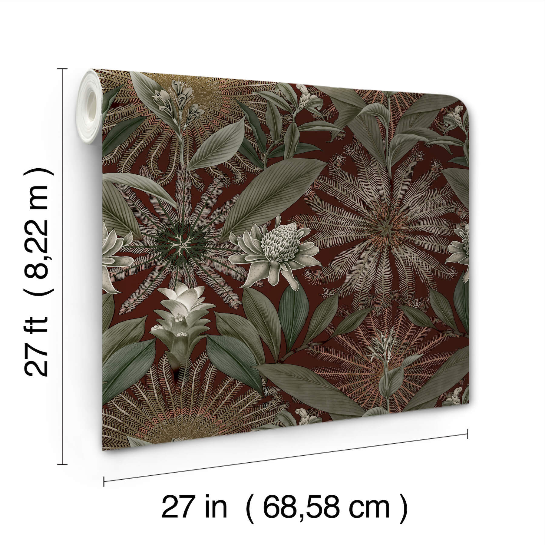 enchanted-garden-maroon-tropical-wallpaper-york-wallcoverings-vr1528 - York Wallcoverings Wallpaper