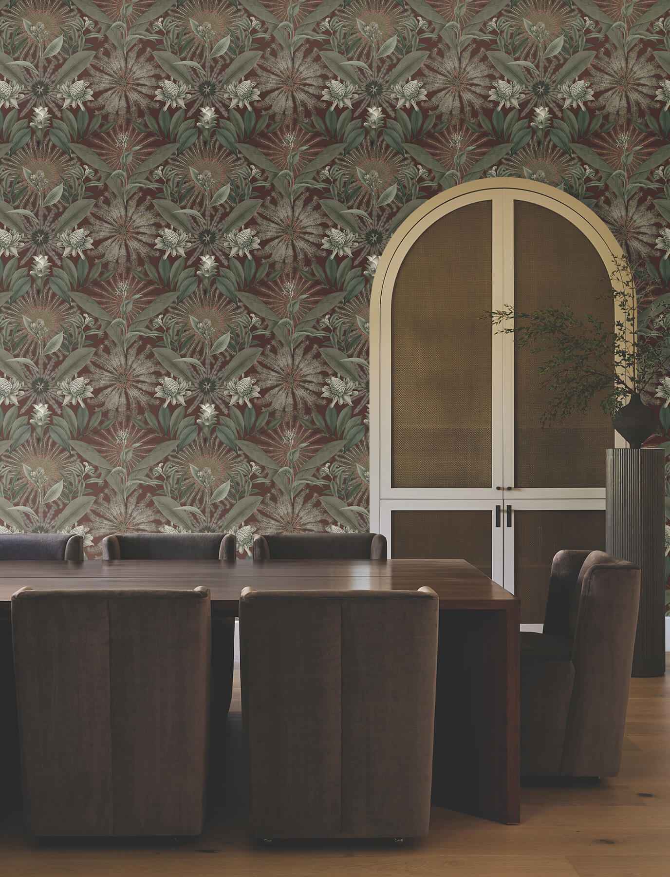 Enchanted Garden Maroon Tropical Wallpaper - York Wallcoverings - VR1528 - York Wallcoverings Wallpaper