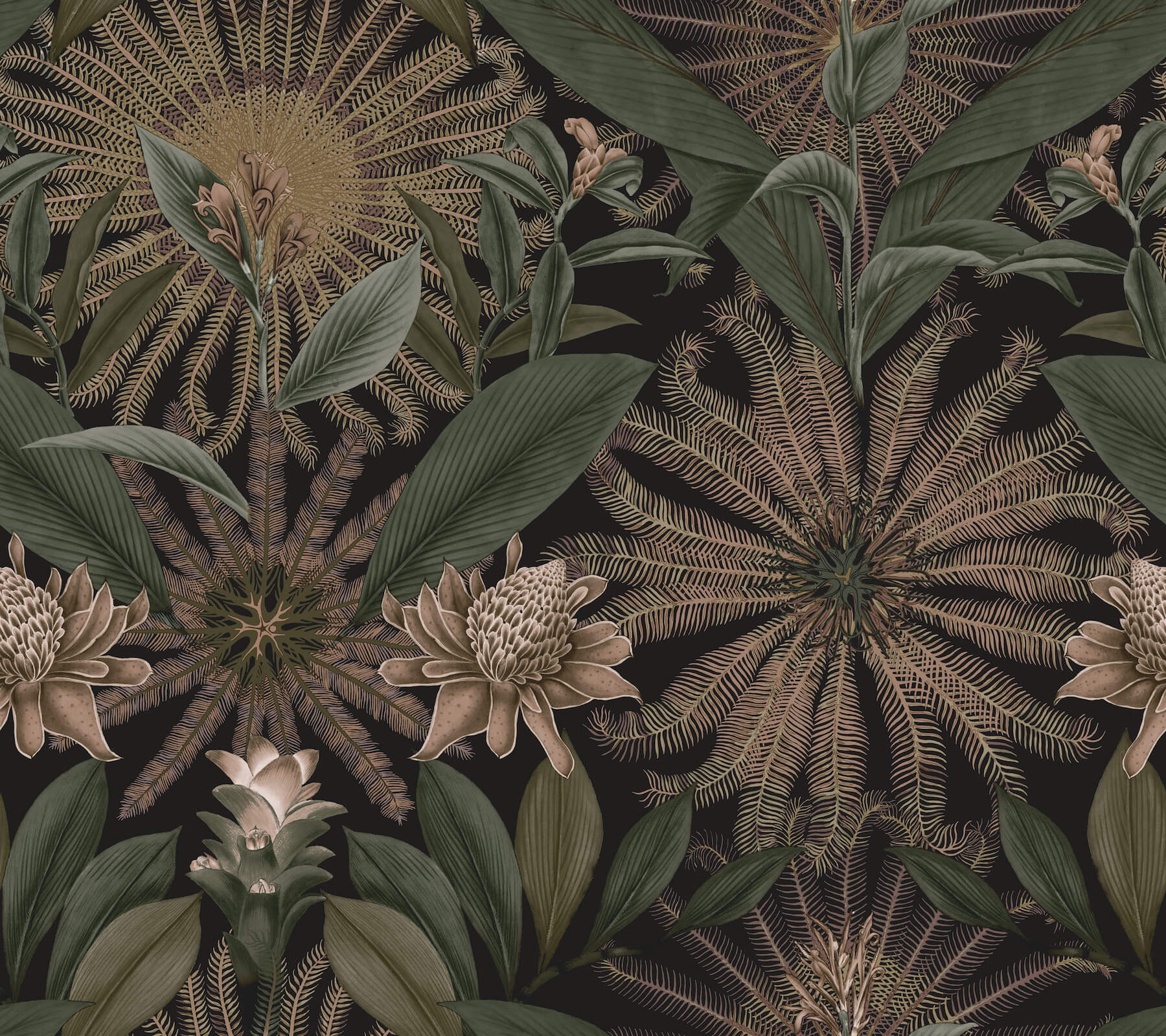 enchanted-garden-chocolate-tropical-wallpaper-york-wallcoverings-vr1529 - York Wallcoverings Wallpaper