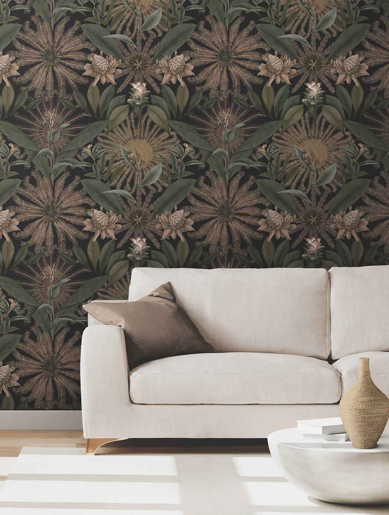 Enchanted Garden Chocolate Tropical Wallpaper - York Wallcoverings - VR1529 - York Wallcoverings Wallpaper