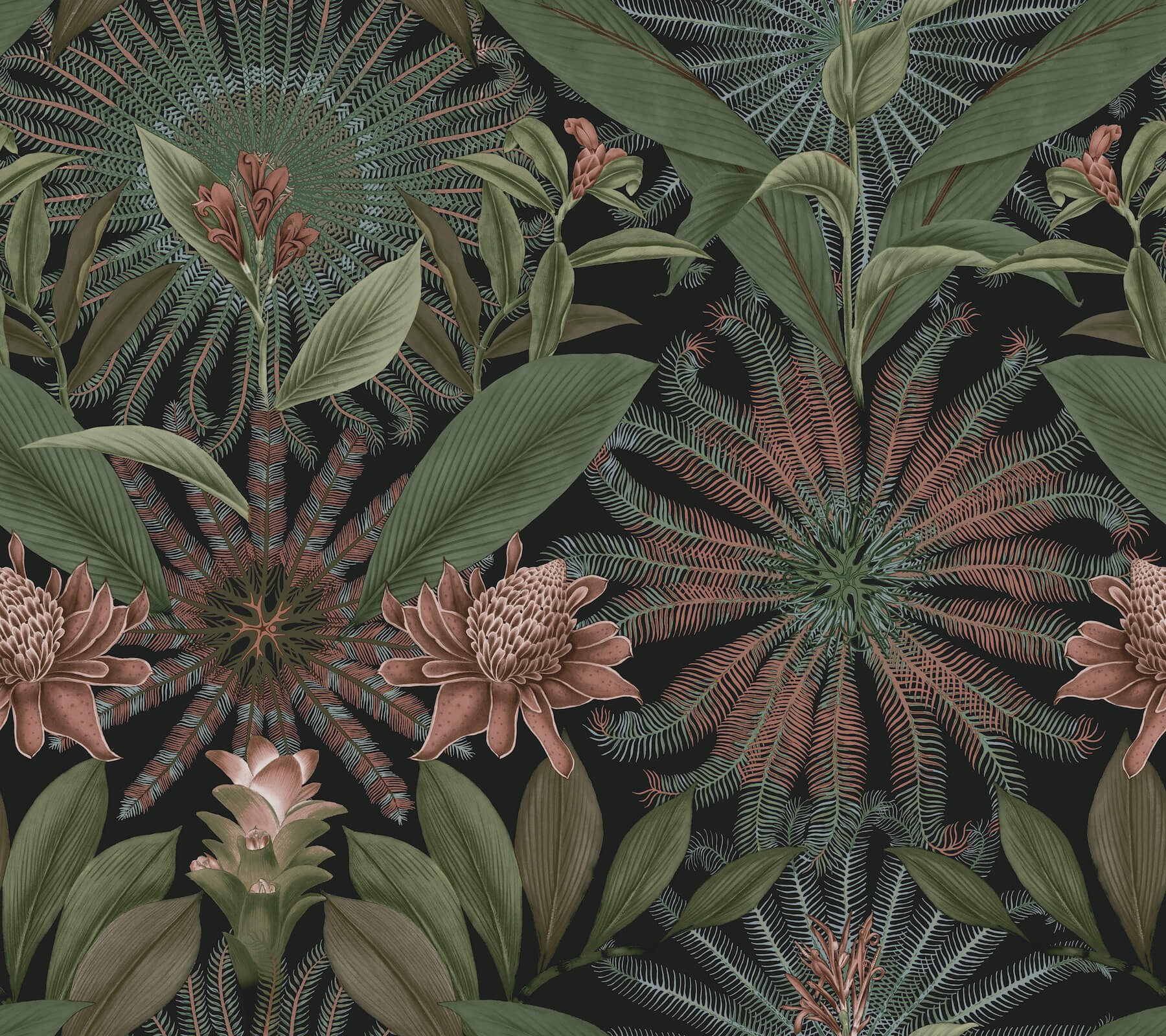 enchanted-garden-green-tropical-wallpaper-york-wallcoverings-vr1530 - York Wallcoverings Wallpaper
