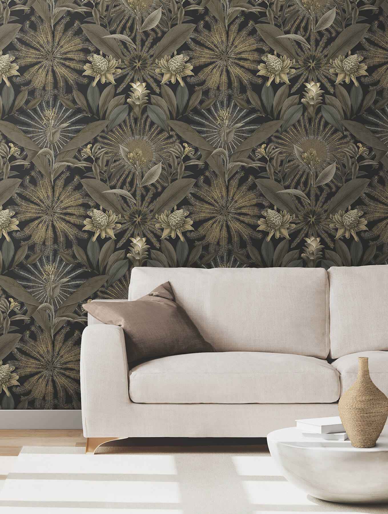 Enchanted Garden Black Tropical Wallpaper - York Wallcoverings - VR1531 - York Wallcoverings Wallpaper