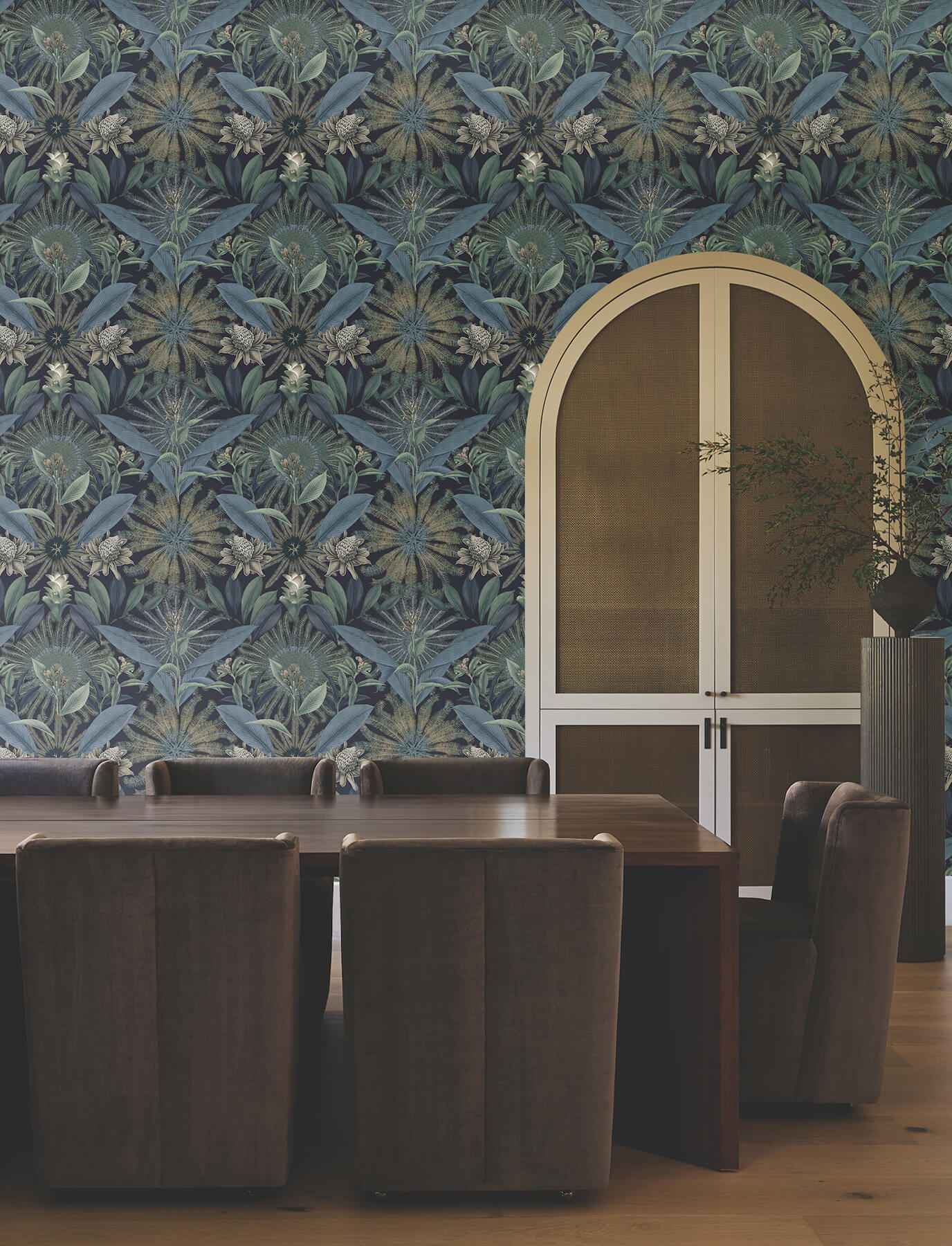 Enchanted Garden Navy Tropical Wallpaper - York Wallcoverings - VR1532 - York Wallcoverings Wallpaper