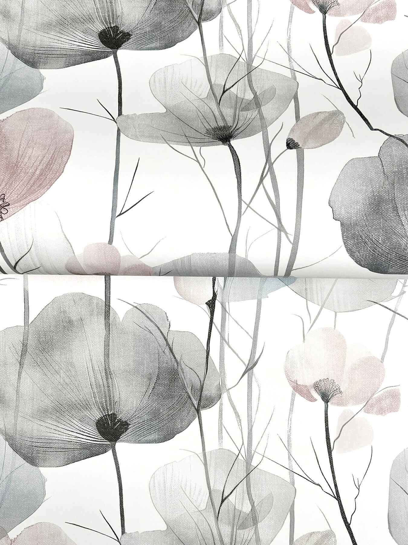 Cotswolds Poppies Grey Floral Wallpaper - York Wallcoverings - VR1534 - York Wallcoverings Wallpaper