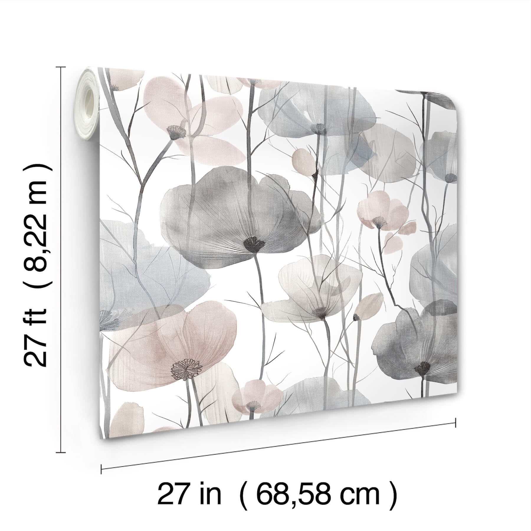 cotswolds-poppies-grey-floral-wallpaper-york-wallcoverings-vr1534 - York Wallcoverings Wallpaper