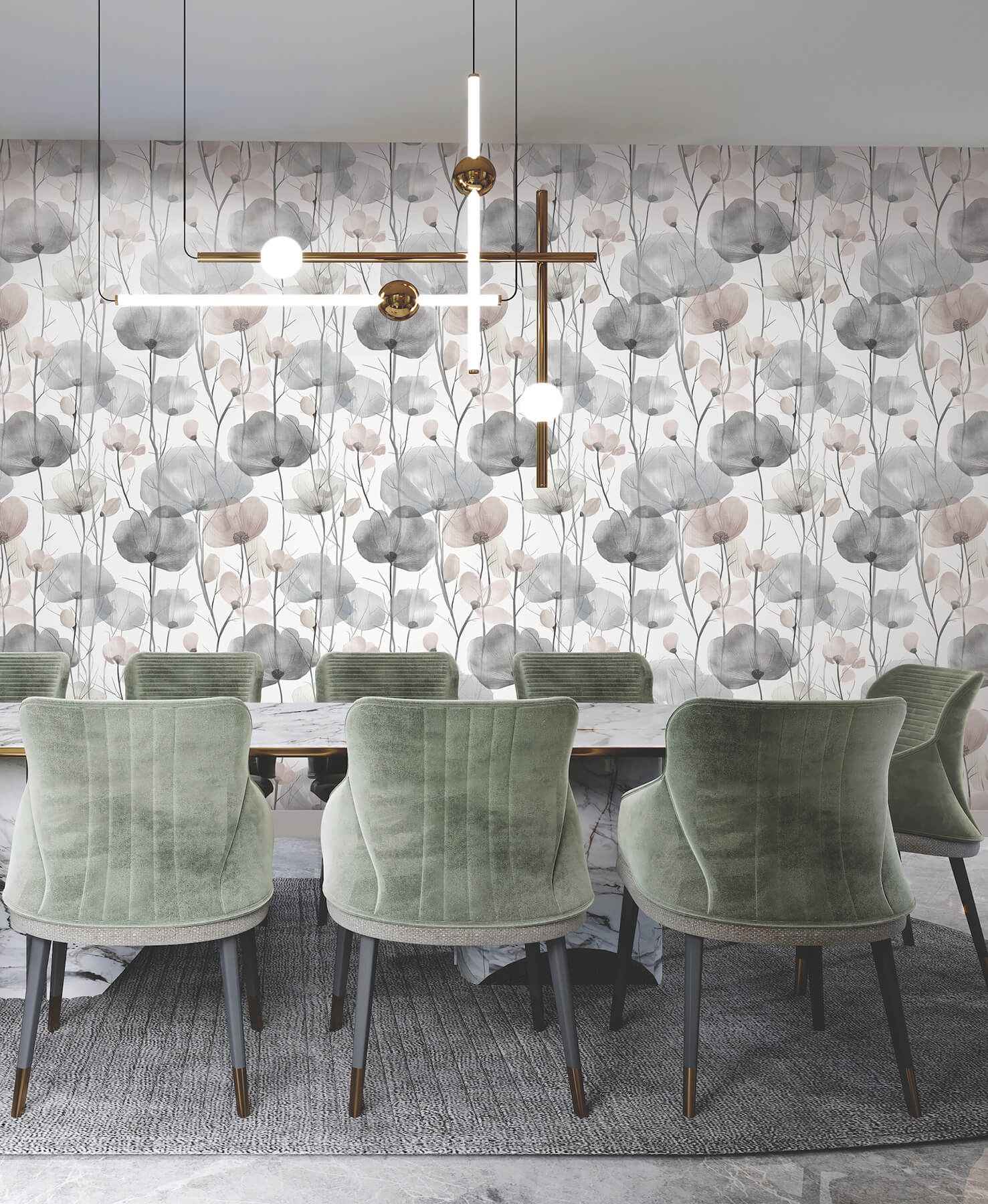 Cotswolds Poppies Grey Floral Wallpaper - York Wallcoverings - VR1534 - York Wallcoverings Wallpaper