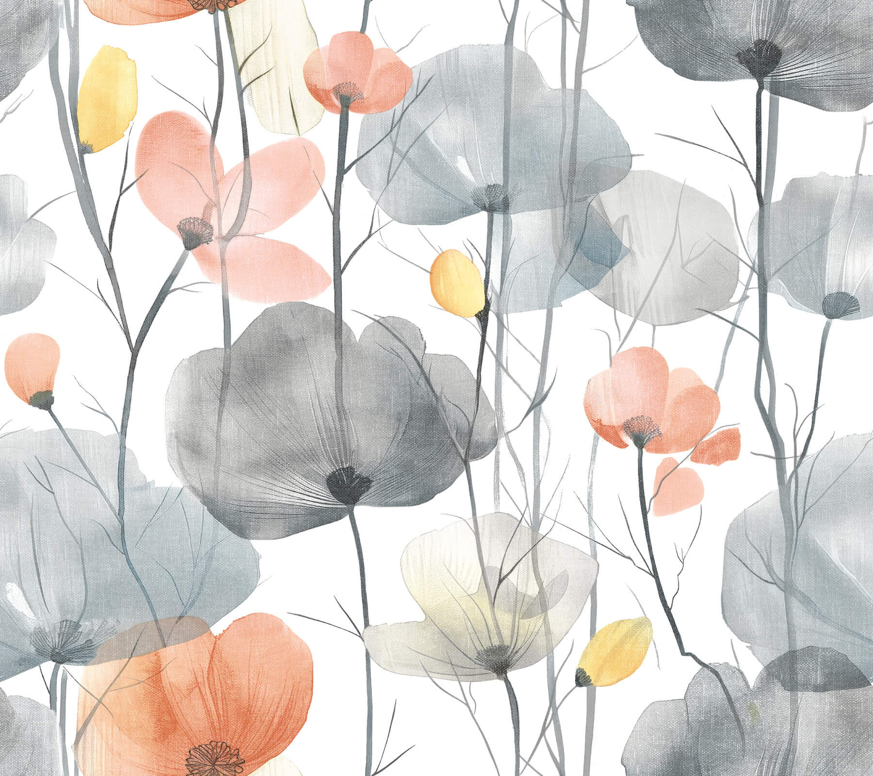 cotswolds-poppies-coral-floral-wallpaper-york-wallcoverings-vr1537 - York Wallcoverings Wallpaper
