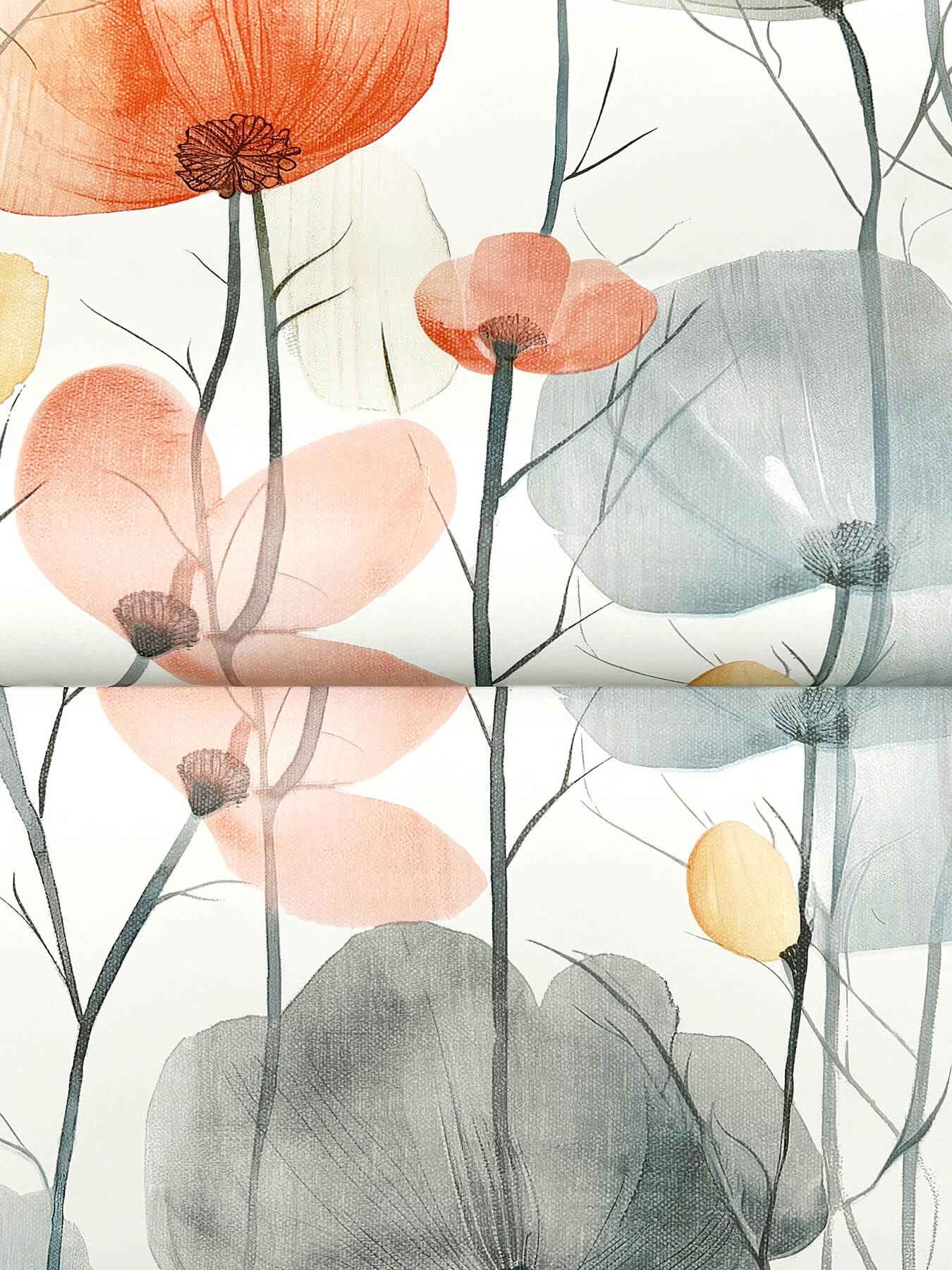 Cotswolds Poppies Coral Floral Wallpaper - York Wallcoverings - VR1537 - York Wallcoverings Wallpaper