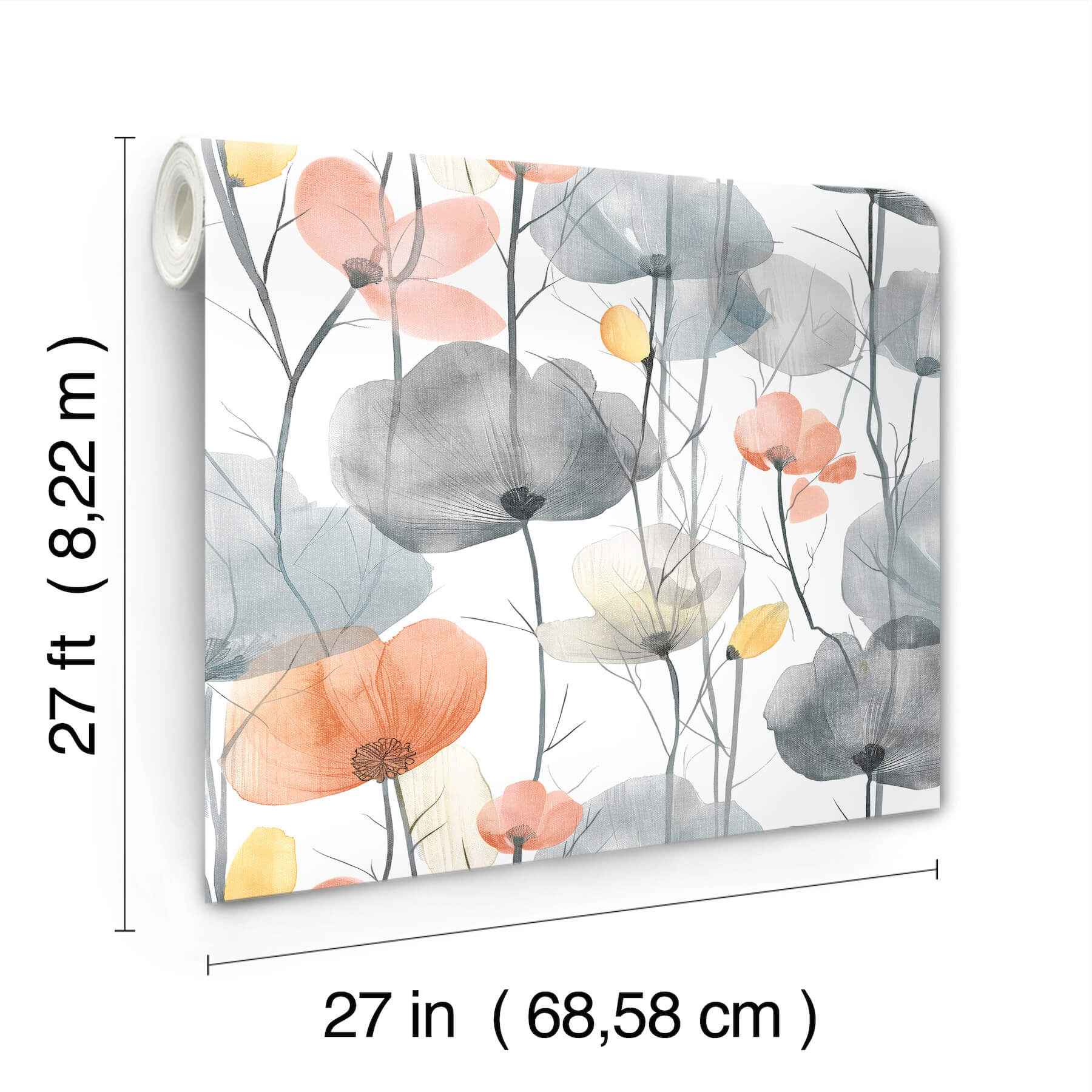 Cotswolds Poppies Coral Floral Wallpaper - York Wallcoverings - VR1537 - York Wallcoverings Wallpaper