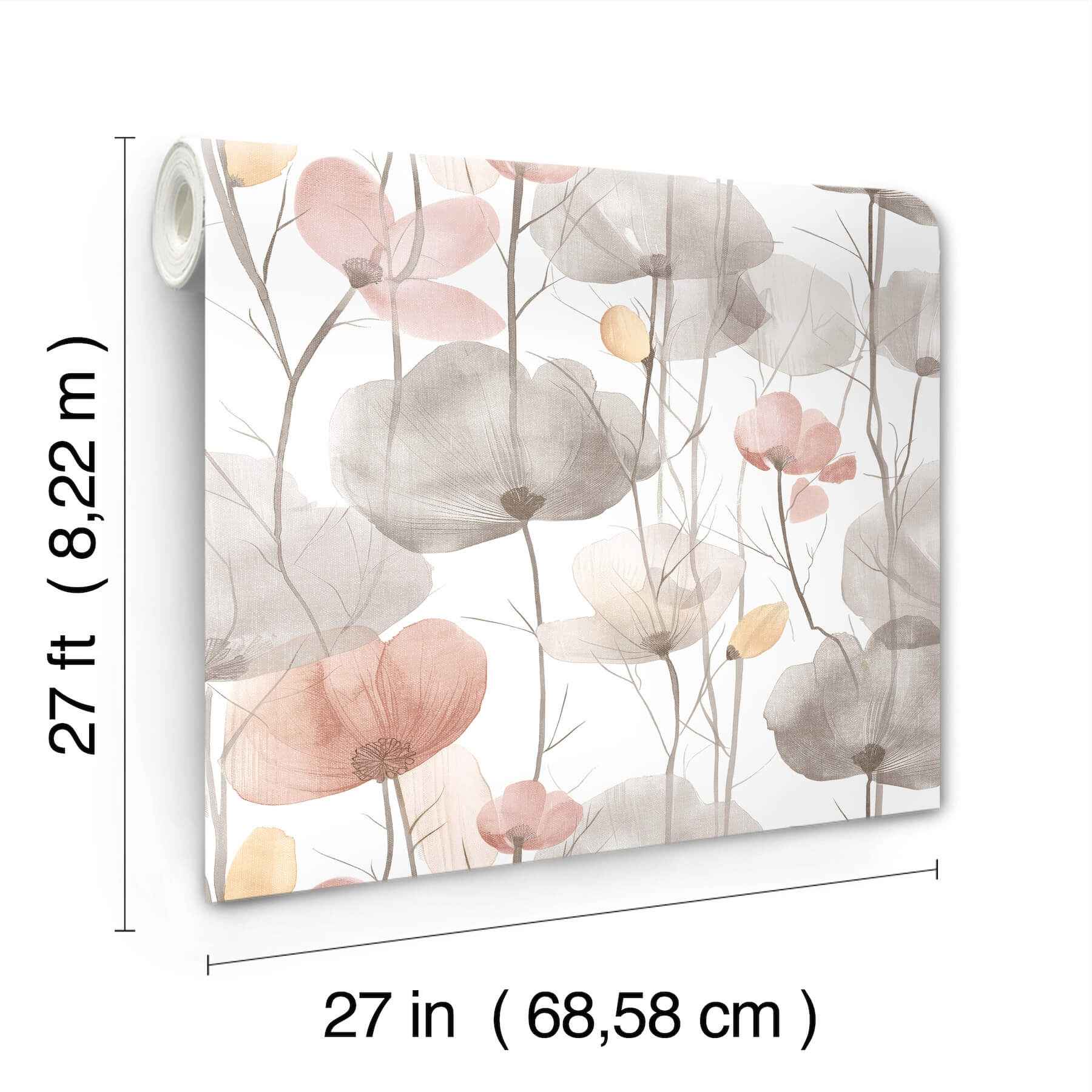 Cotswolds Poppies Pastel Floral Wallpaper - York Wallcoverings - VR1538 - York Wallcoverings Wallpaper