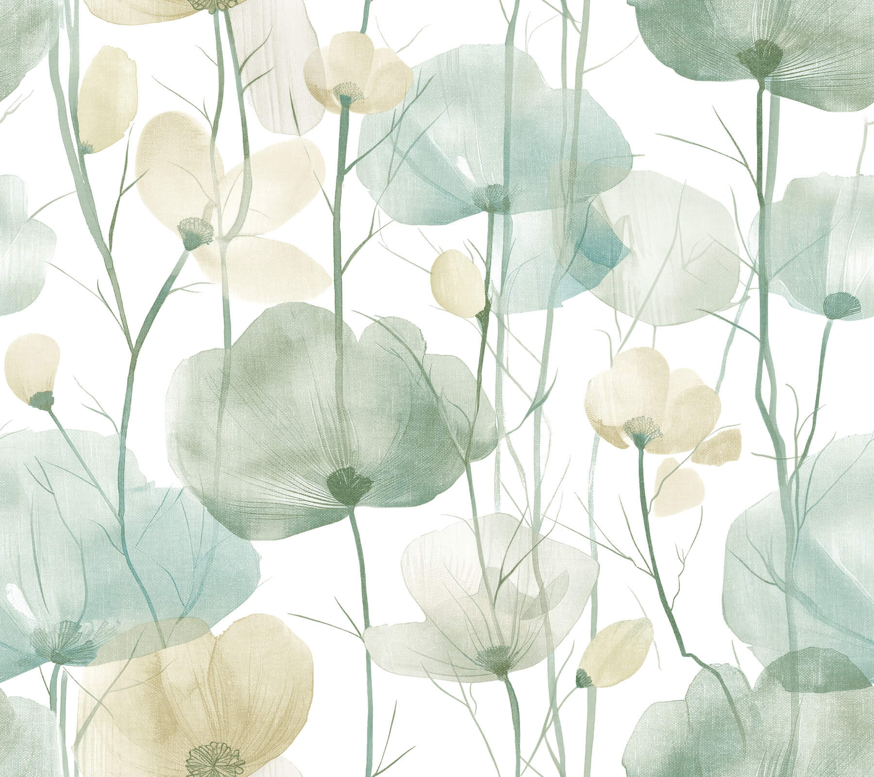cotswolds-poppies-turquoise-floral-wallpaper-york-wallcoverings-vr1539 - York Wallcoverings Wallpaper