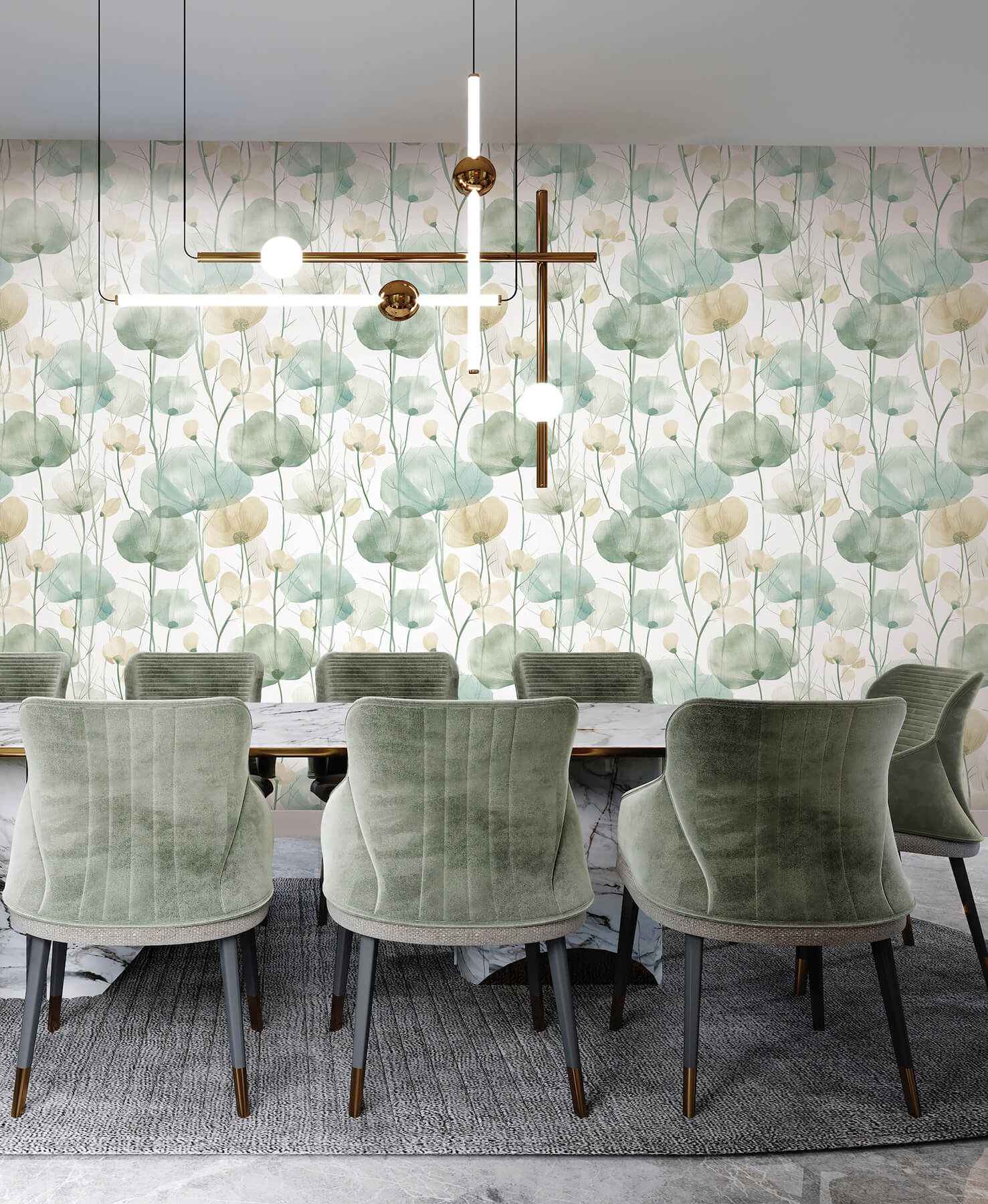 Cotswolds Poppies Turquoise Floral Wallpaper - York Wallcoverings - VR1539 - York Wallcoverings Wallpaper
