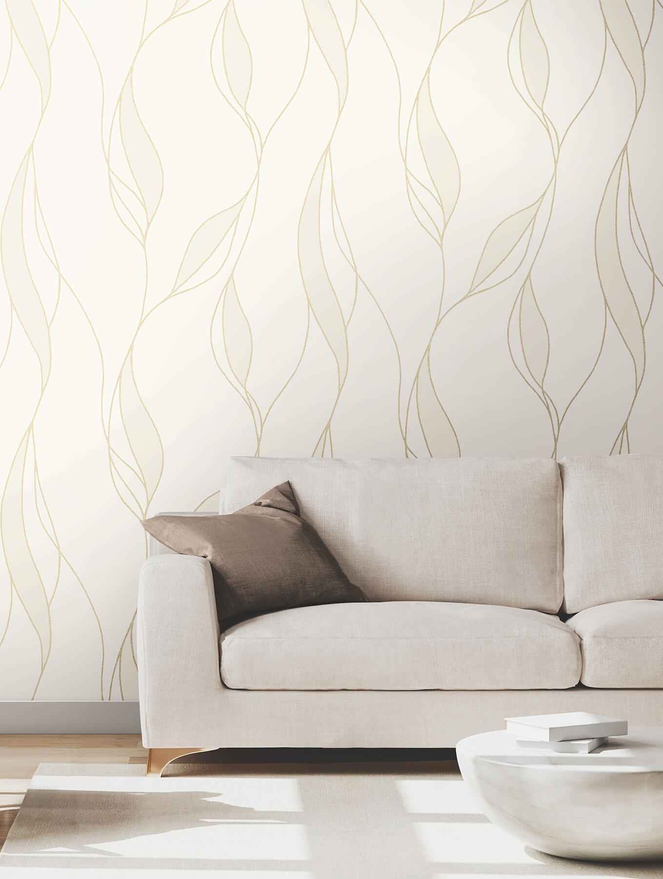 Society Hill White Abstract Leaf Wallpaper - York Wallcoverings - VR1546 - York Wallcoverings Wallpaper