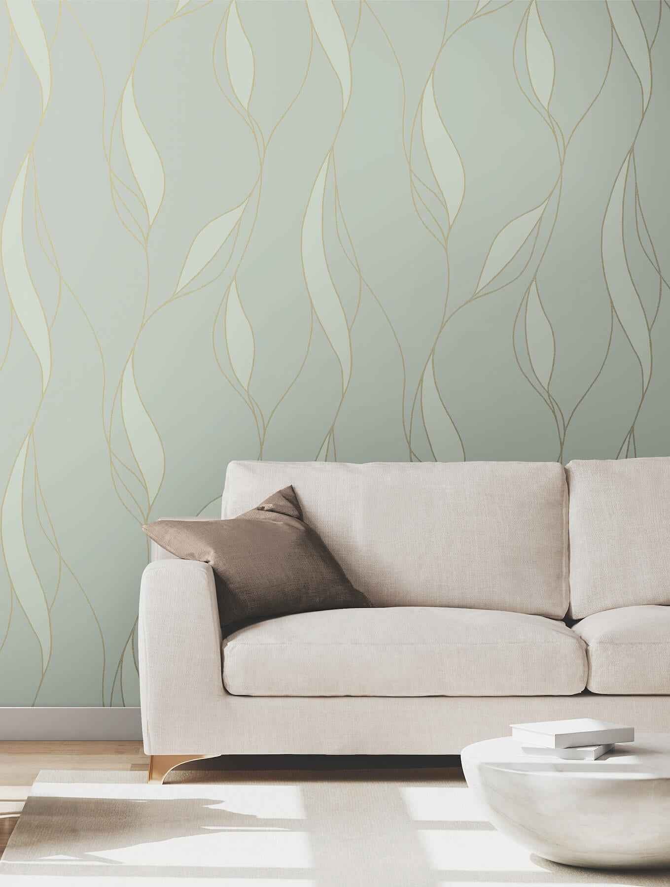 Society Hill Mint Abstract Leaf Wallpaper - York Wallcoverings - VR1547 - York Wallcoverings Wallpaper