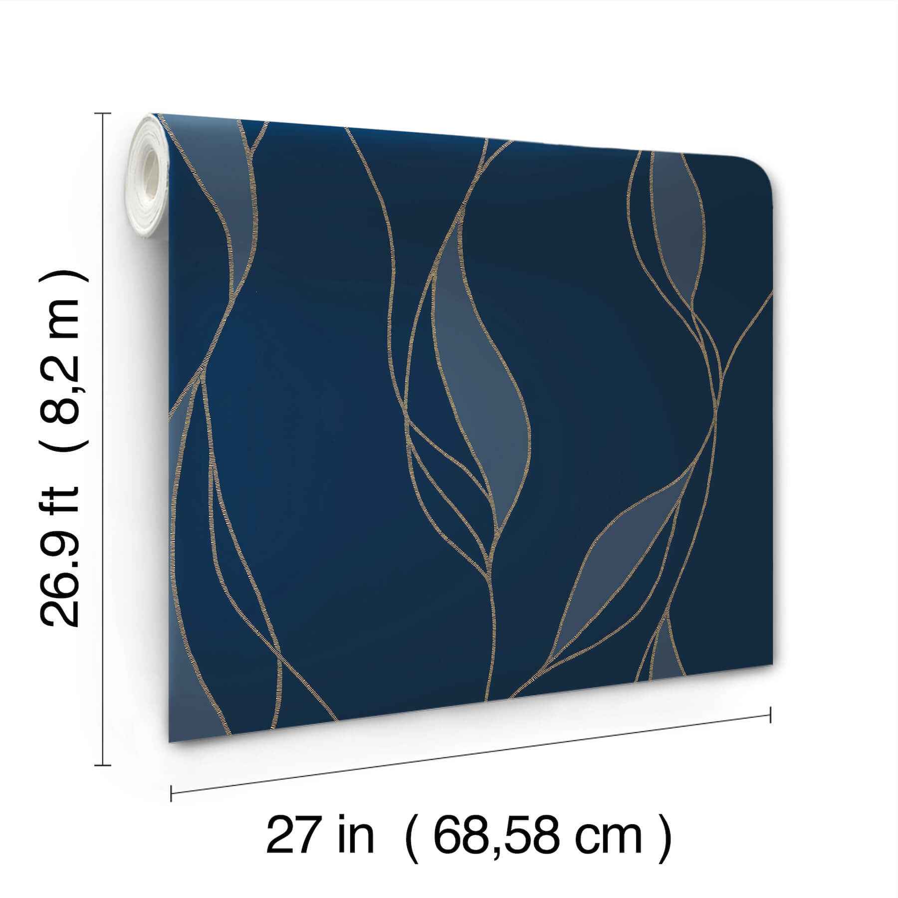 Society Hill Navy Abstract Leaf Wallpaper - York Wallcoverings - VR1548 - York Wallcoverings Wallpaper