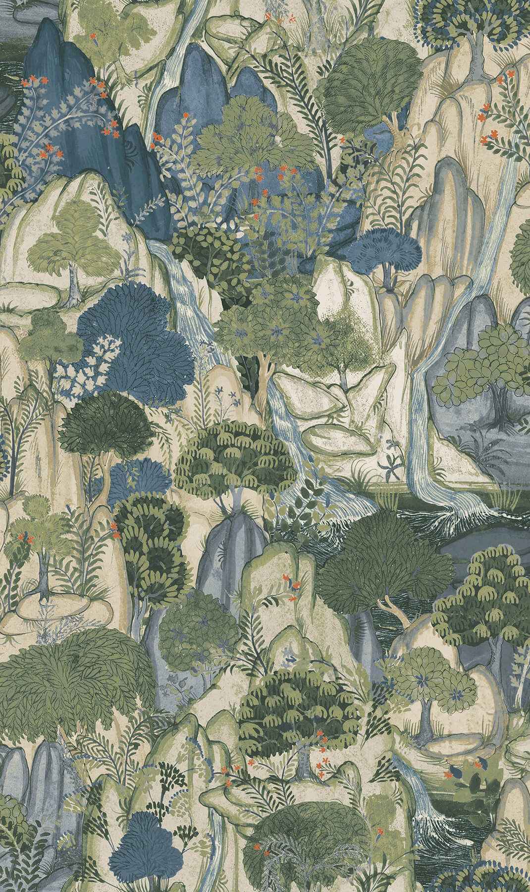 Falling Waters Sapphire Scenic Wallpaper - York Wallcoverings - VR1554 - York Wallcoverings Wallpaper