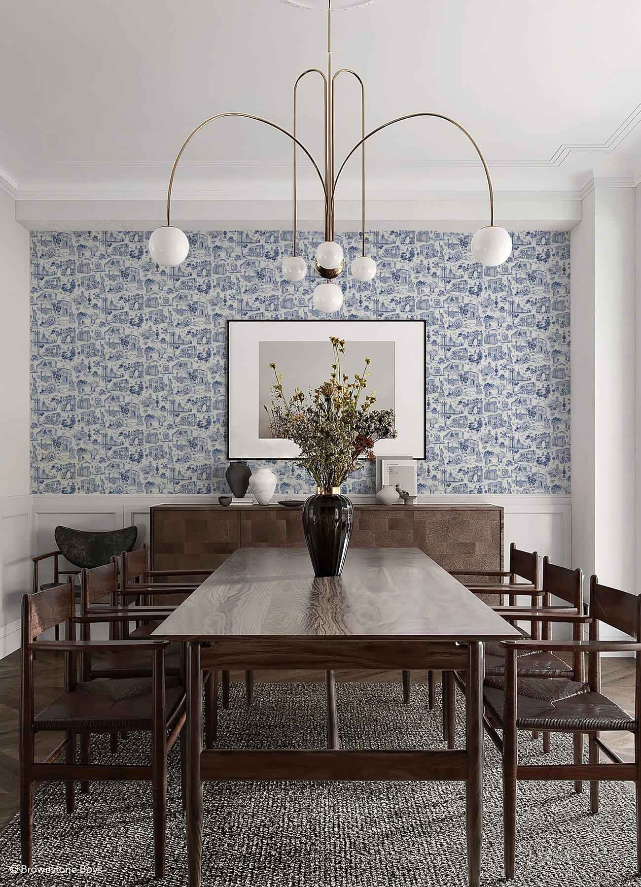 Toile De New York Navy Peel and Stick Wallpaper - York Wallcoverings - BBS6544 - York Wallcoverings Wallpaper