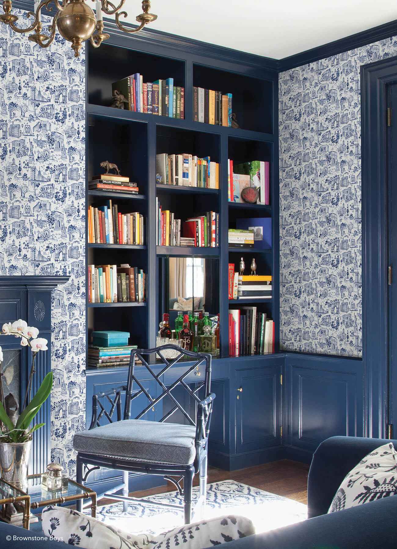 Toile De New York Navy Peel and Stick Wallpaper - York Wallcoverings - BBS6544 - York Wallcoverings Wallpaper