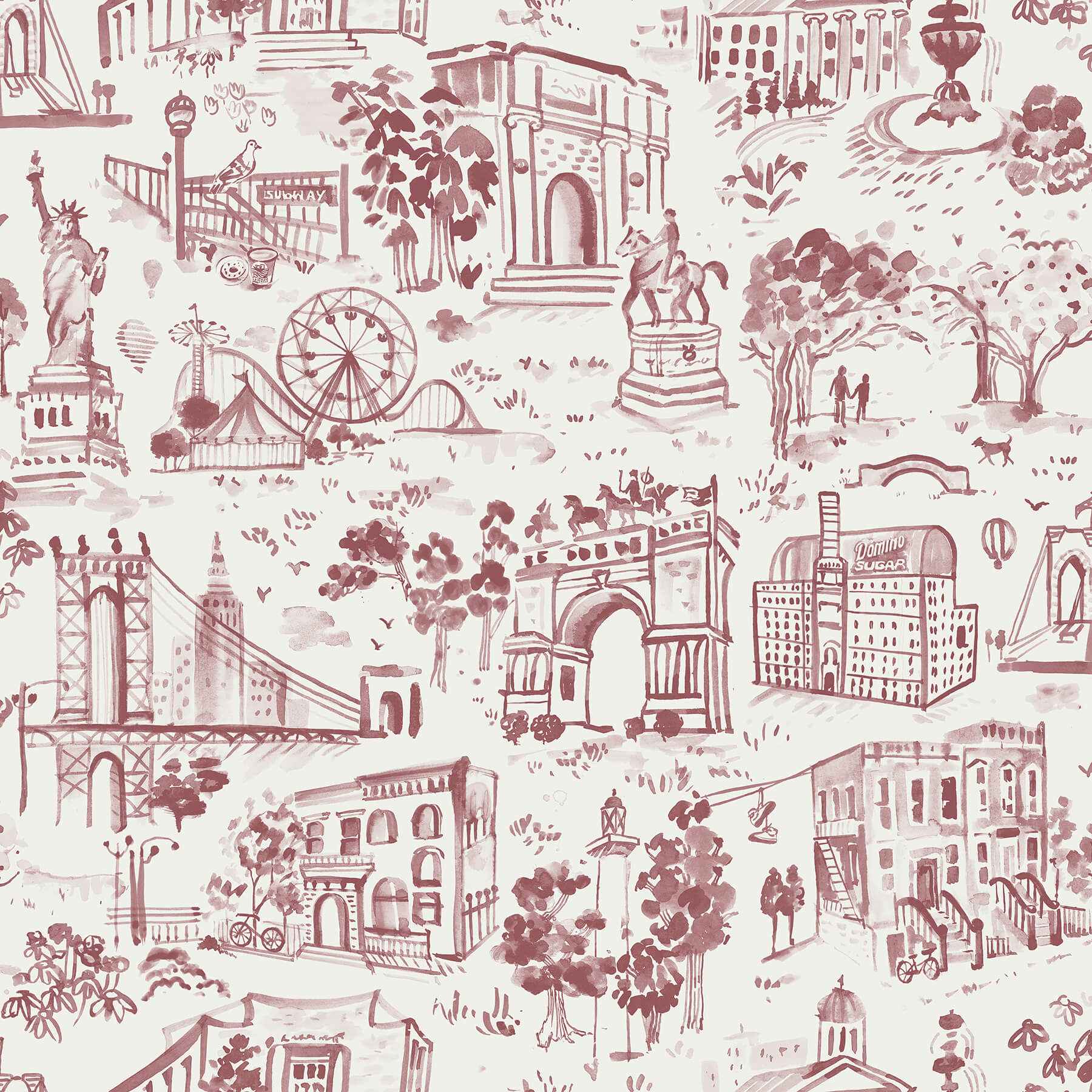 Toile De New York Brick Peel and Stick Wallpaper - York Wallcoverings - BBS6545 - York Wallcoverings Wallpaper