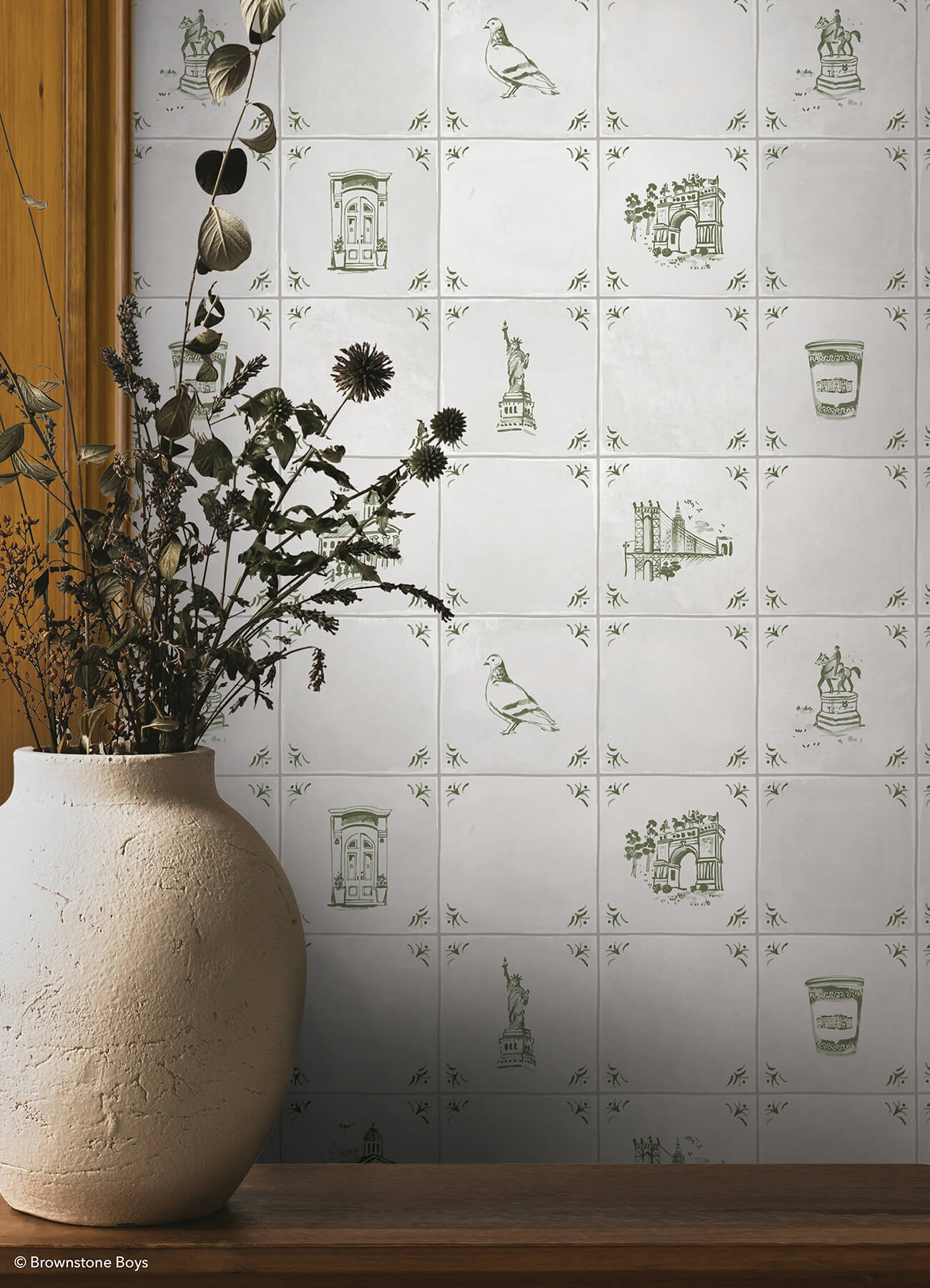 brooklyn-delft-ivy-peel-and-stick-wallpaper-york-wallcoverings-bbs6548 - York Wallcoverings Wallpaper