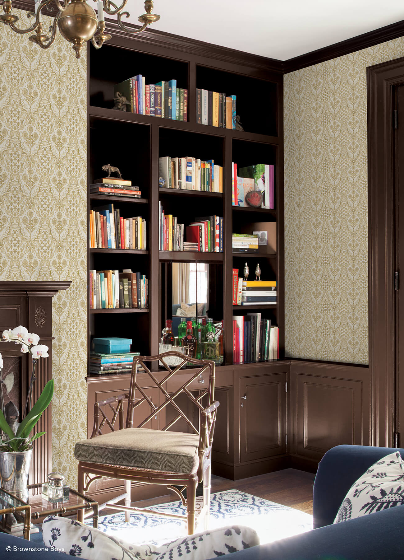 brownstone-blooms-ochre-peel-and-stick-wallpaper-york-wallcoverings-bbs6551 - York Wallcoverings Wallpaper