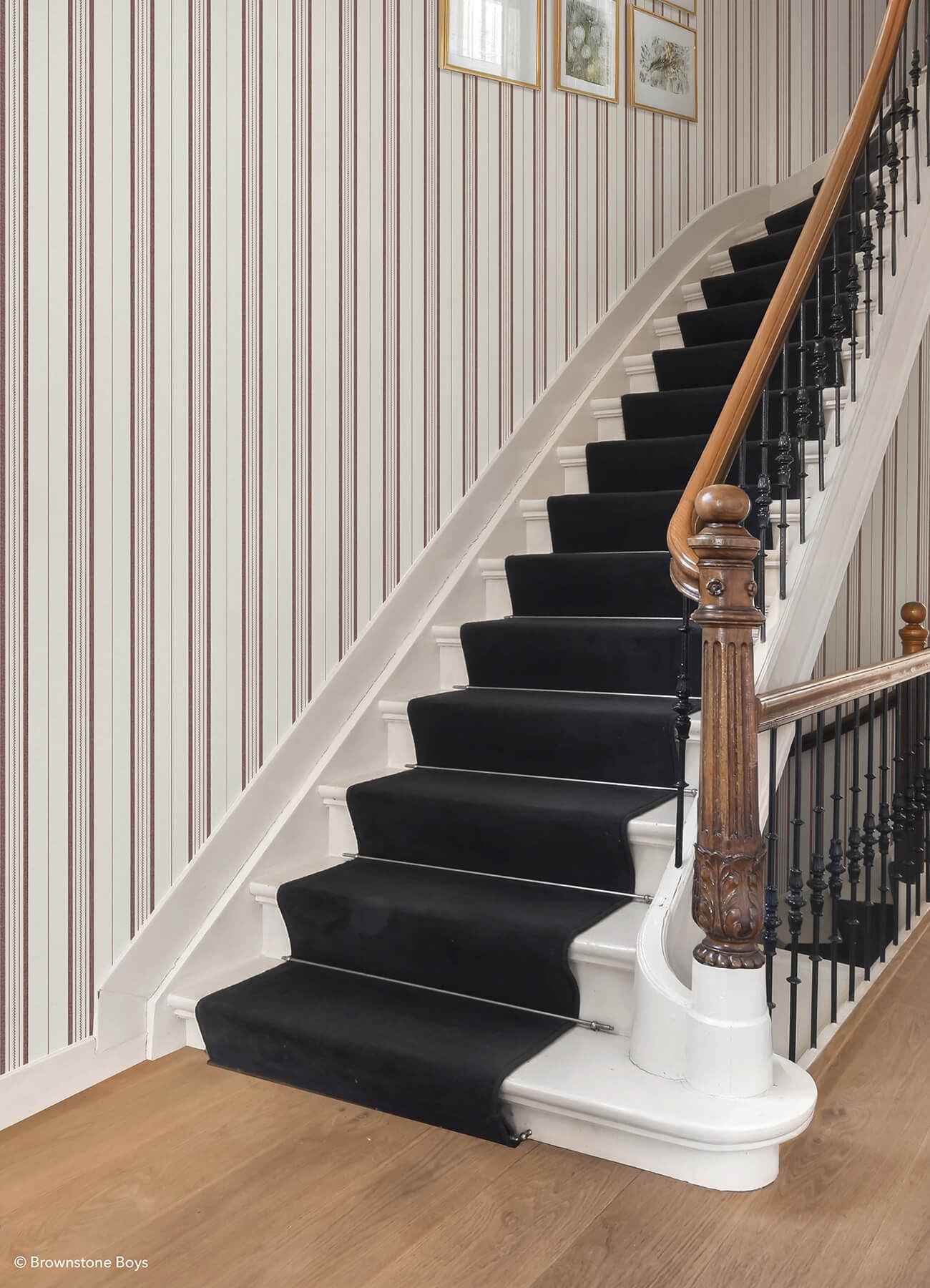 Townhouse Stripe Maroon Peel and Stick Wallpaper - York Wallcoverings - BBS6553 - York Wallcoverings Wallpaper