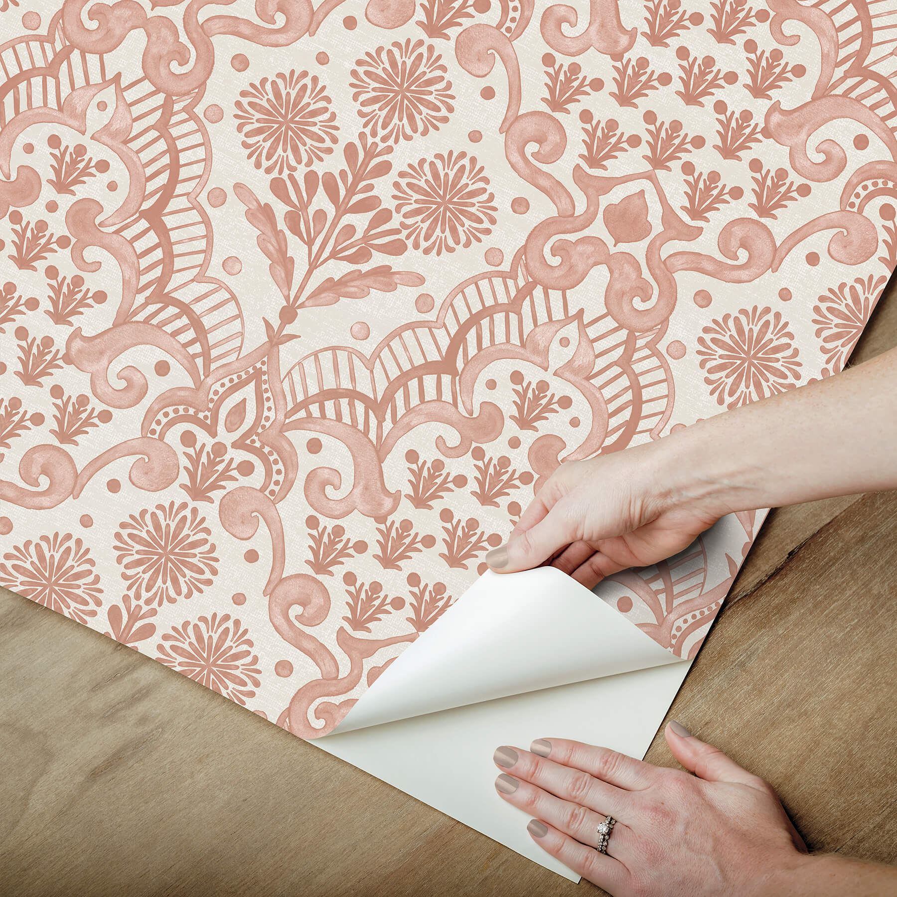 brownstone-blooms-clay-peel-and-stick-wallpaper-york-wallcoverings-bbs6555 - York Wallcoverings Wallpaper