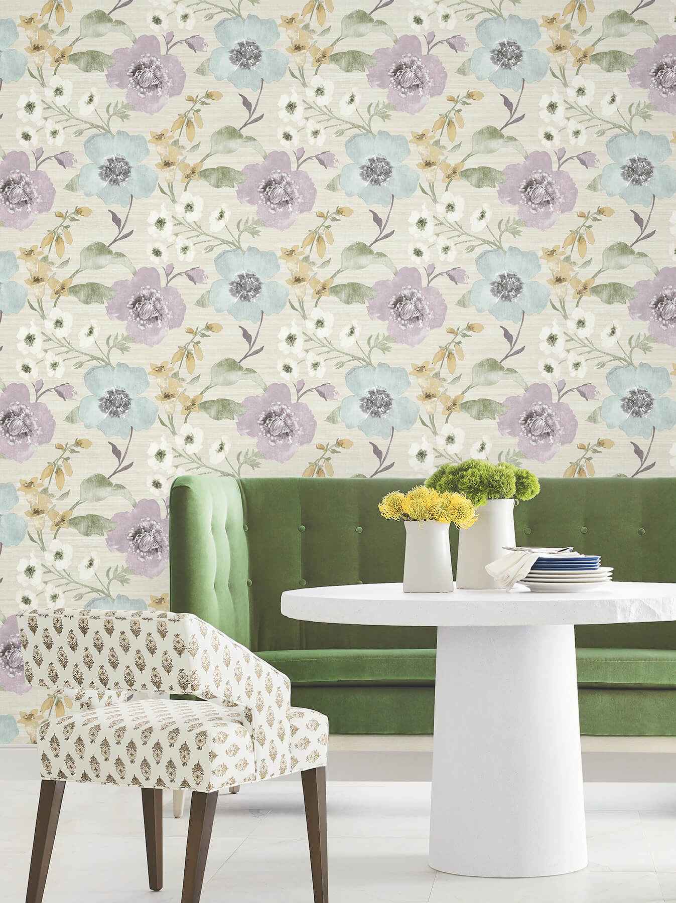 Evelyn Lavender Floral Wallpaper - York Wallcoverings - LL3202 - York Wallcoverings Wallpaper