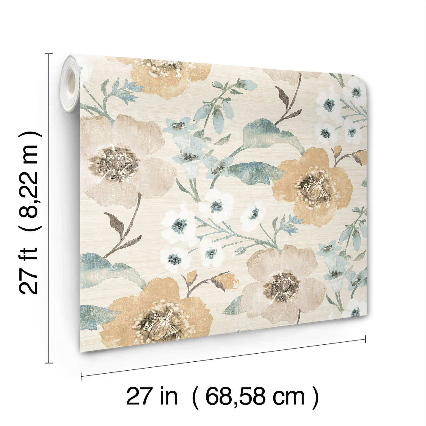 evelyn-wheat-floral-wallpaper-york-wallcoverings-ll3204 - York Wallcoverings Wallpaper