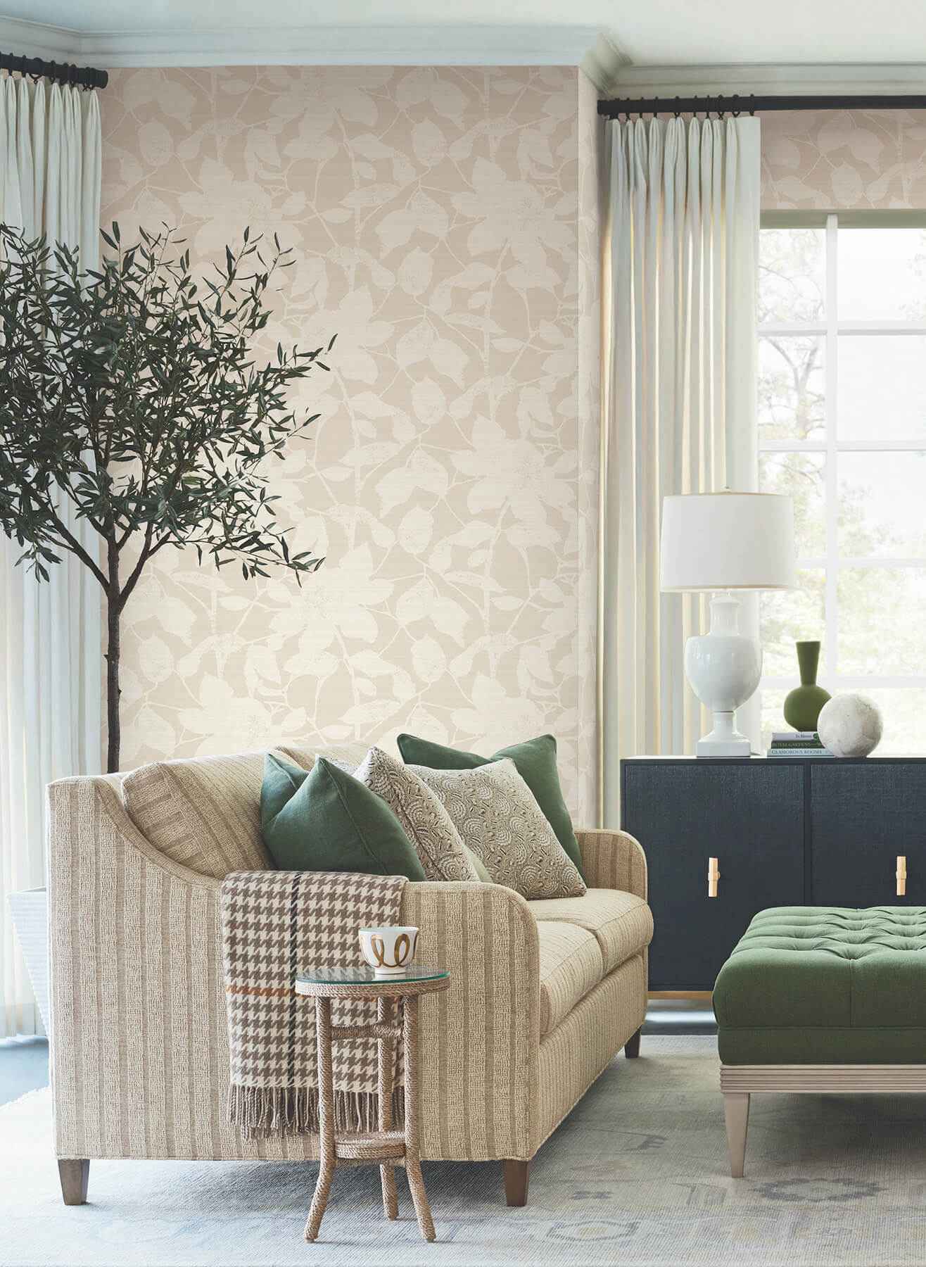Solange Neutral Botanical Wallpaper - York Wallcoverings - LL3211 - York Wallcoverings Wallpaper