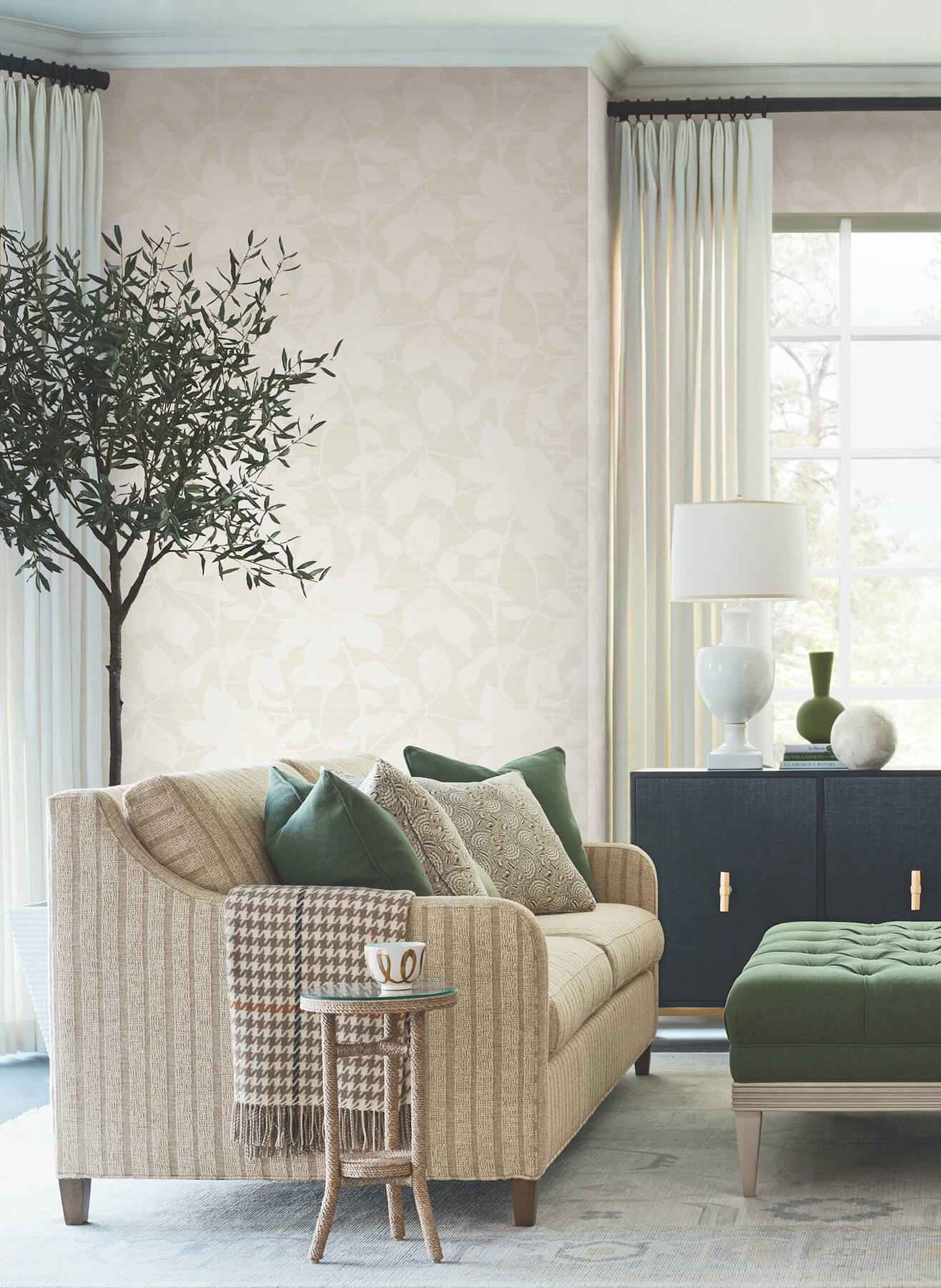 Solange Dove Botanical Wallpaper - York Wallcoverings - LL3212