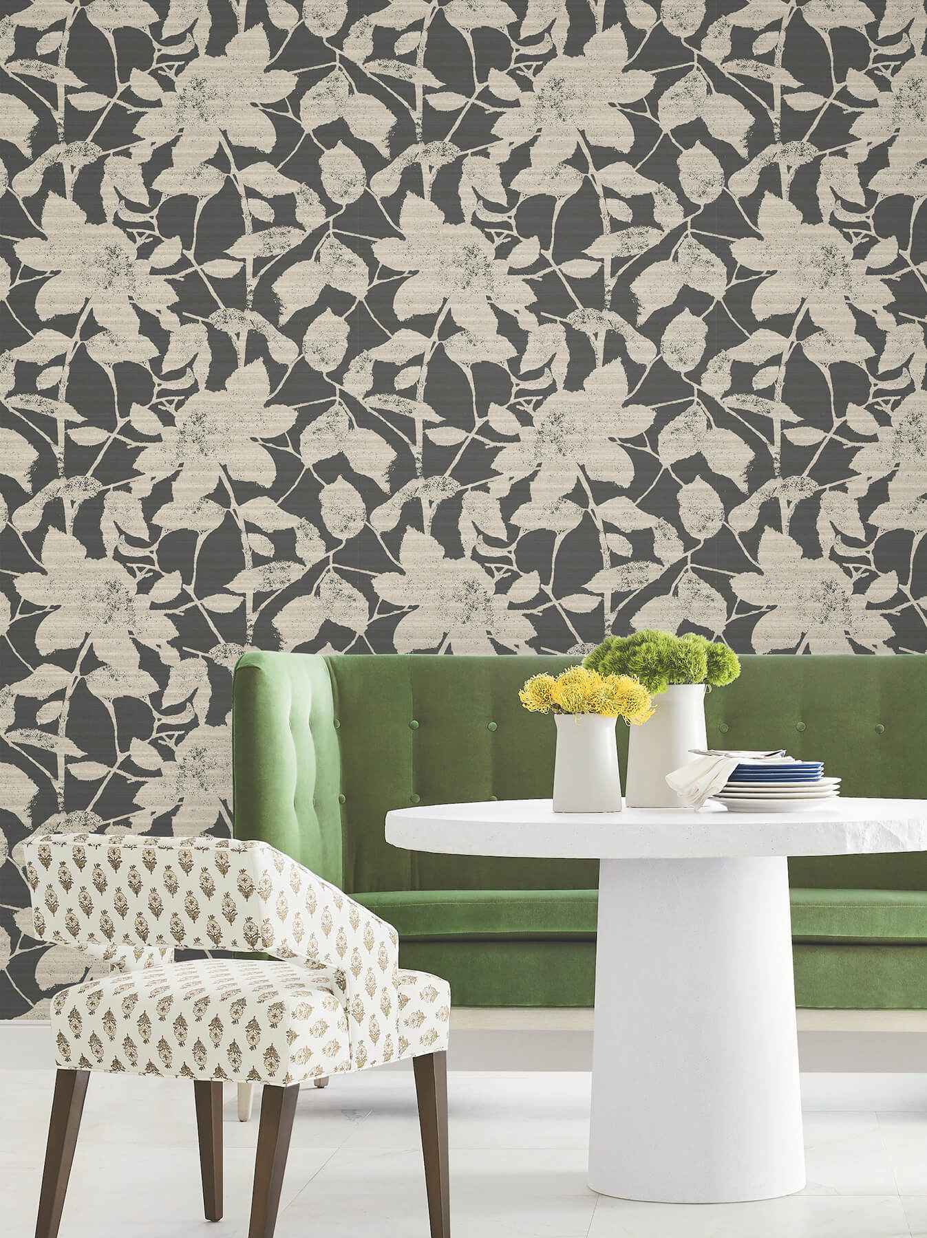 Solange Black Botanical Wallpaper - York Wallcoverings - LL3213 - York Wallcoverings Wallpaper