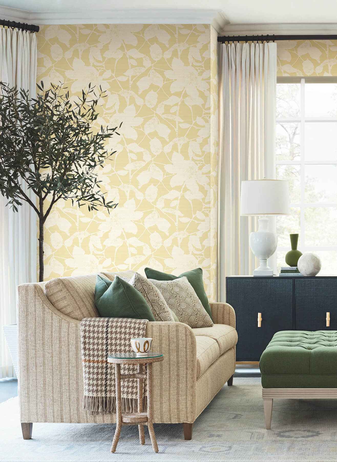 Solange Butter Botanical Wallpaper - York Wallcoverings - LL3215