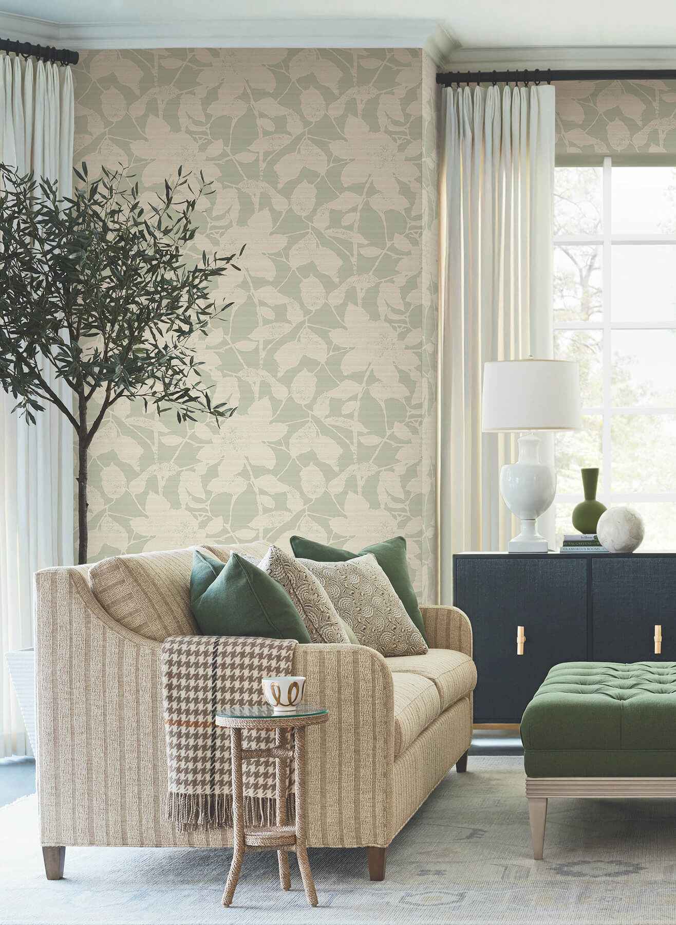 Solange Sage Botanical Wallpaper - York Wallcoverings - LL3216 - York Wallcoverings Wallpaper