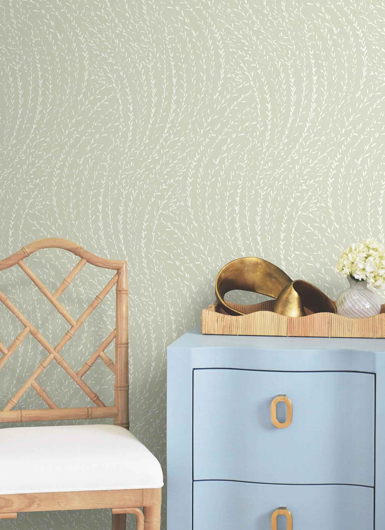 Willow Song Sage Botanical Wallpaper - York Wallcoverings - LL3221