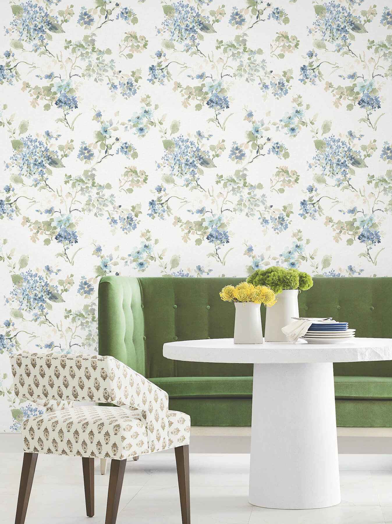 Veiled Garden Sky Blue Floral Wallpaper - York Wallcoverings - LL3229 - York Wallcoverings Wallpaper
