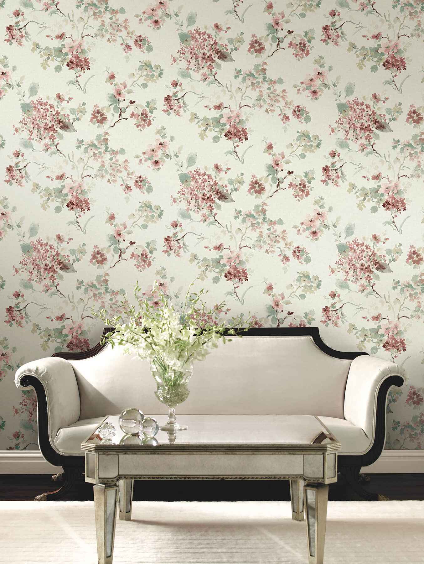 Veiled Garden Rose Floral Wallpaper - York Wallcoverings - LL3230 - York Wallcoverings Wallpaper