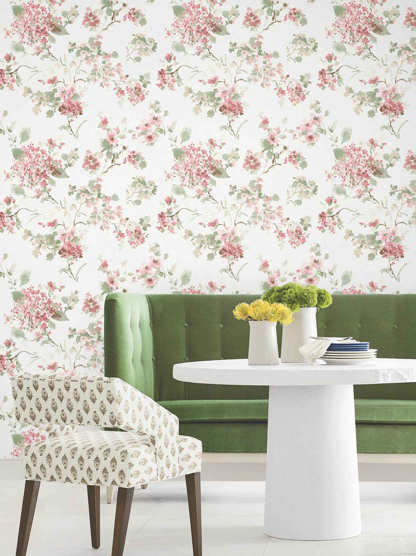 Veiled Garden Pink Floral Wallpaper - York Wallcoverings - LL3231 - York Wallcoverings Wallpaper