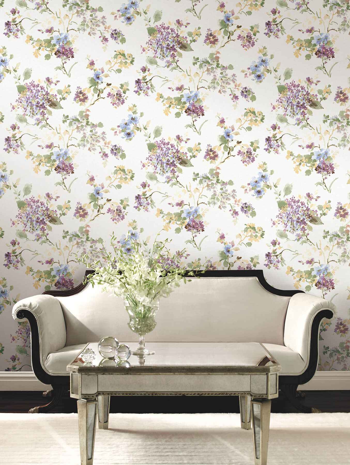 Veiled Garden Plum Floral Wallpaper - York Wallcoverings - LL3232 - York Wallcoverings Wallpaper