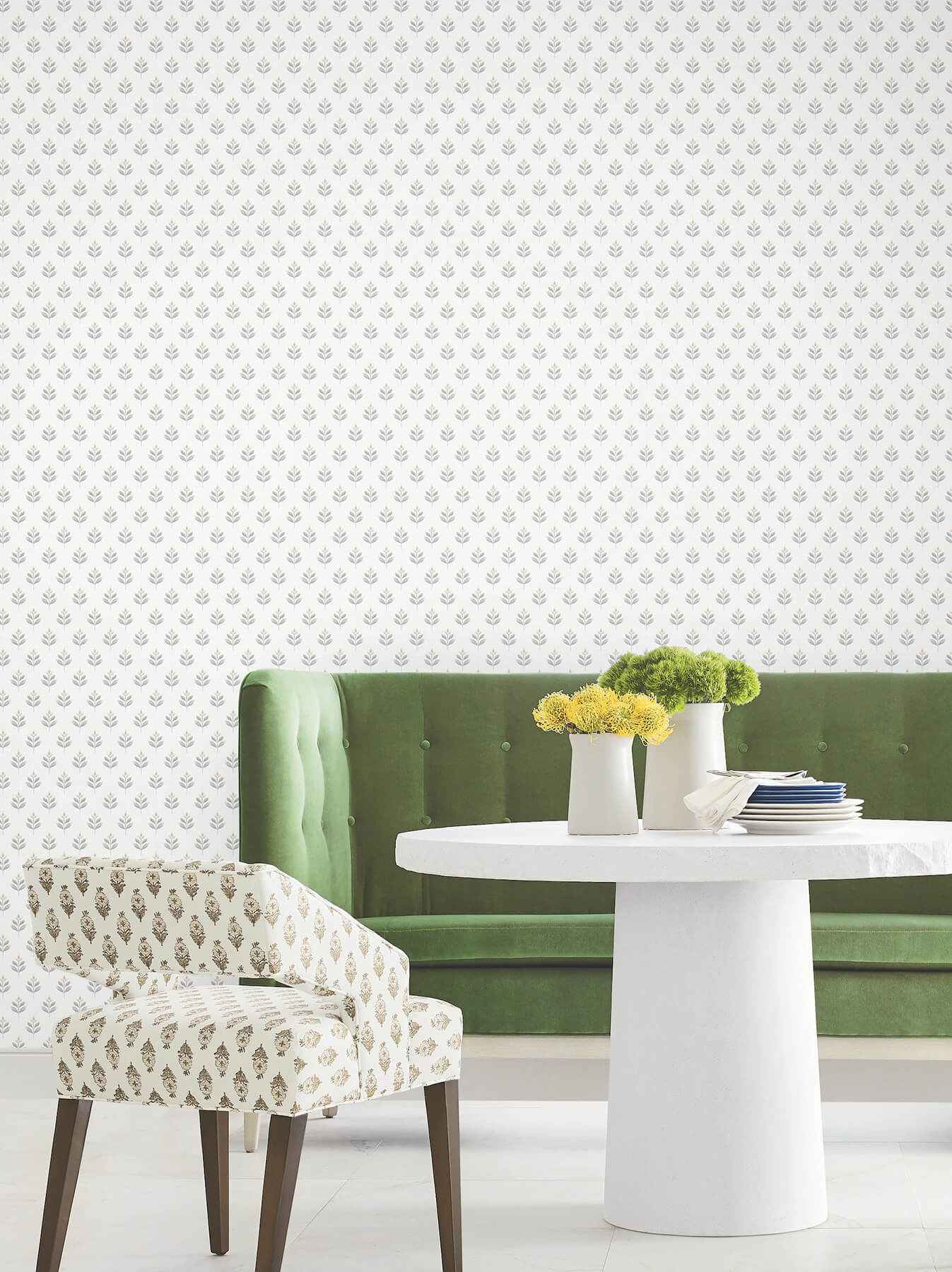 Serene Villa Stone Floral Stamp Wallpaper - York Wallcoverings - LL3234 - York Wallcoverings Wallpaper