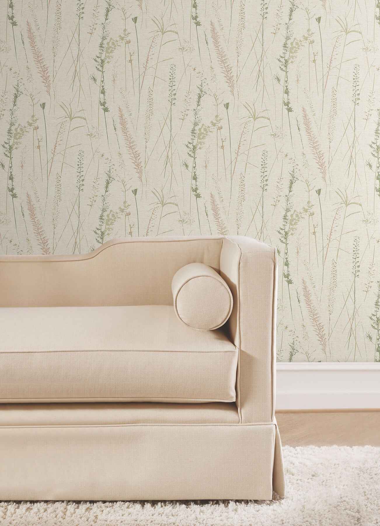 Meadow Splendor Salmon Botanical Wallpaper - York Wallcoverings - LL3238