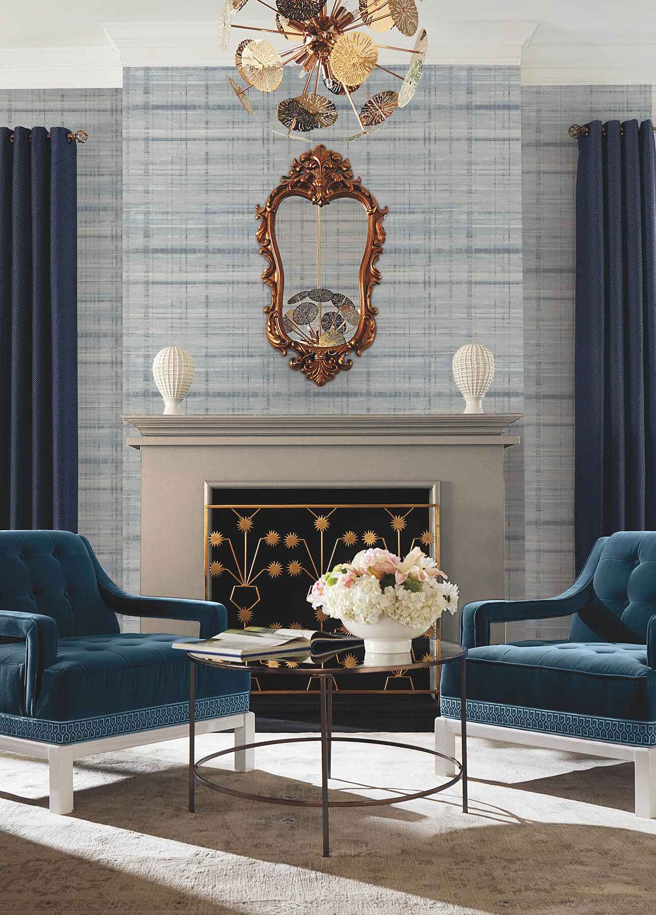 Vanishing Point Blue Striated Wallpaper - York Wallcoverings - LL3245 - York Wallcoverings Wallpaper