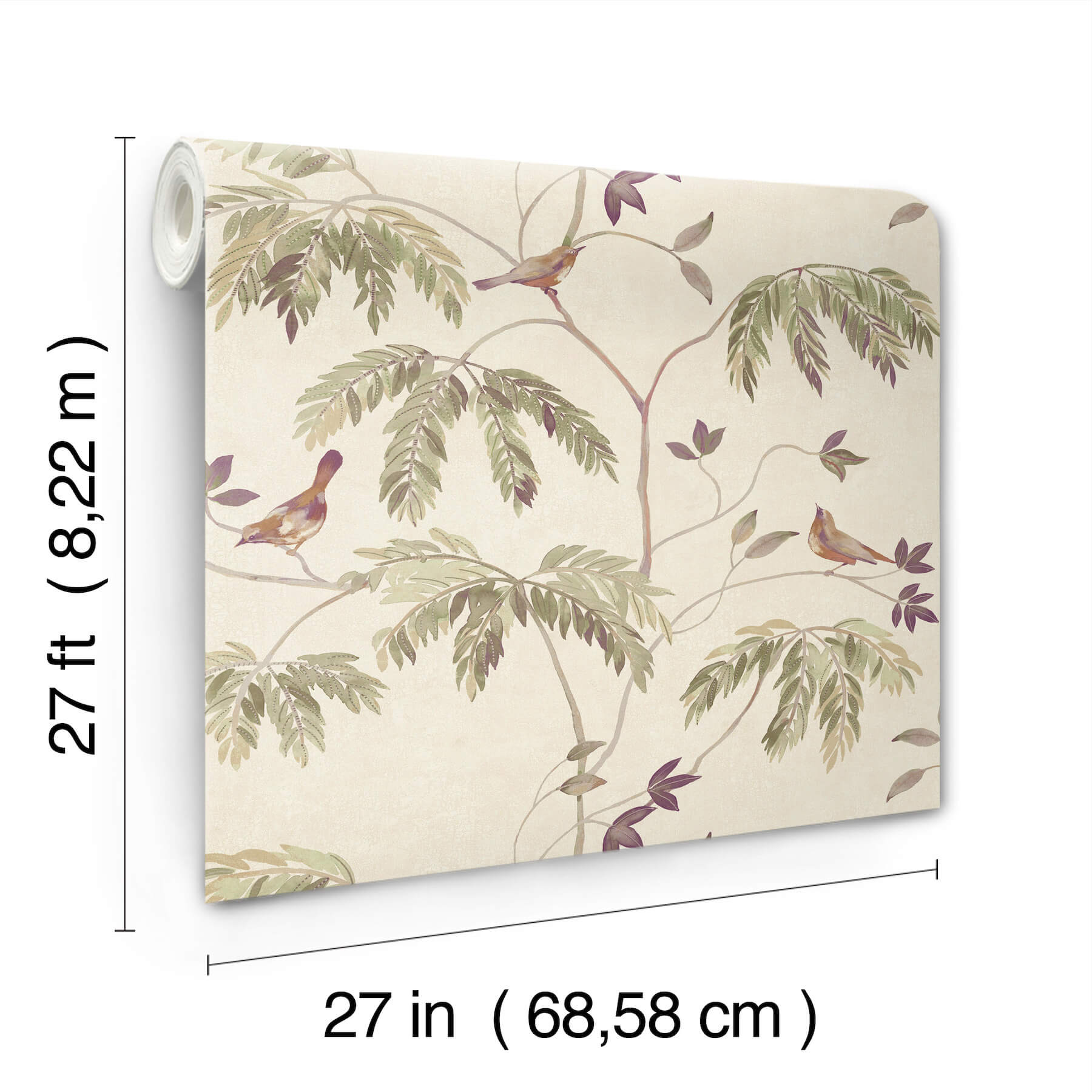 cillian-plum-botanical-bird-trail-wallpaper-york-wallcoverings-ll3248 - York Wallcoverings Wallpaper