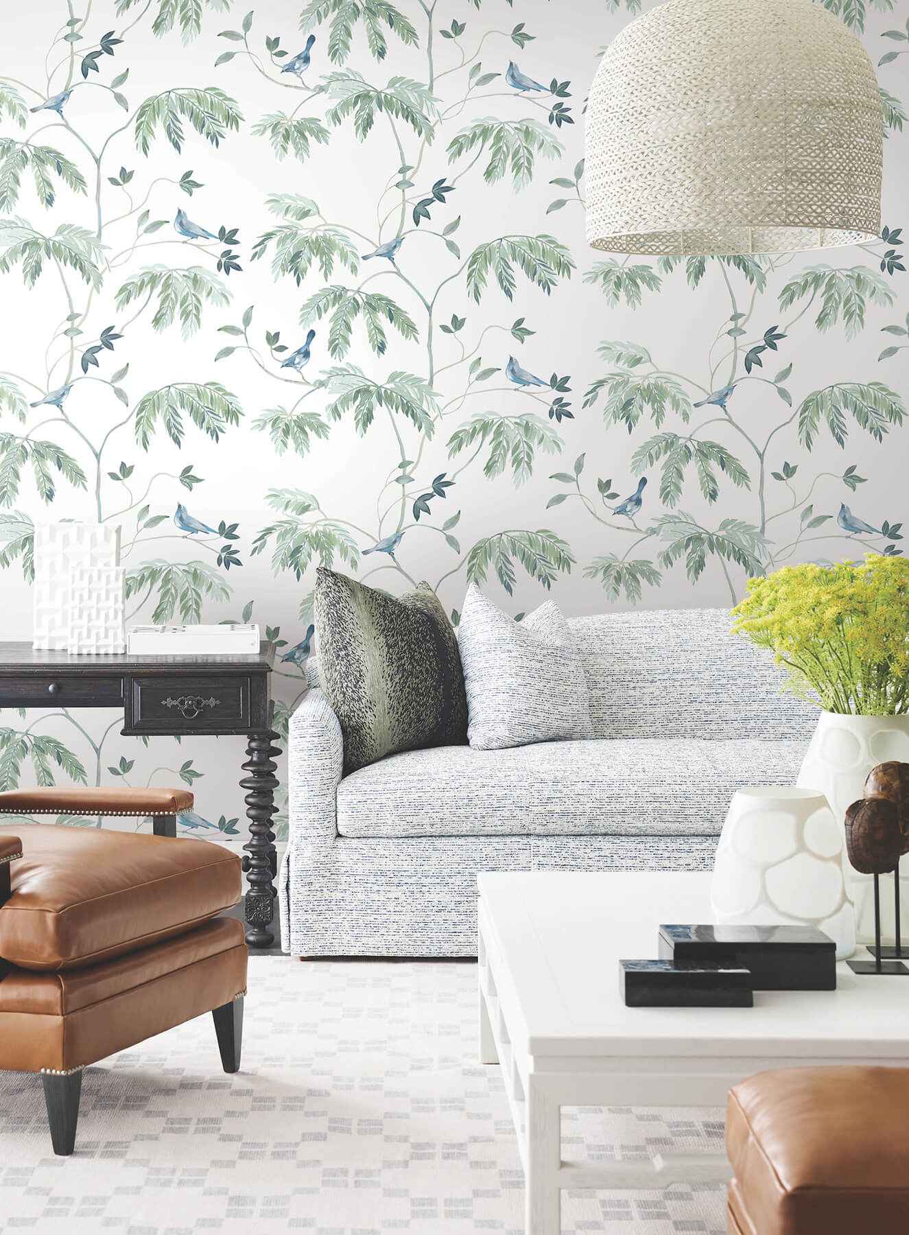Cillian Blue Botanical Bird Trail Wallpaper - York Wallcoverings - LL3249 - York Wallcoverings Wallpaper